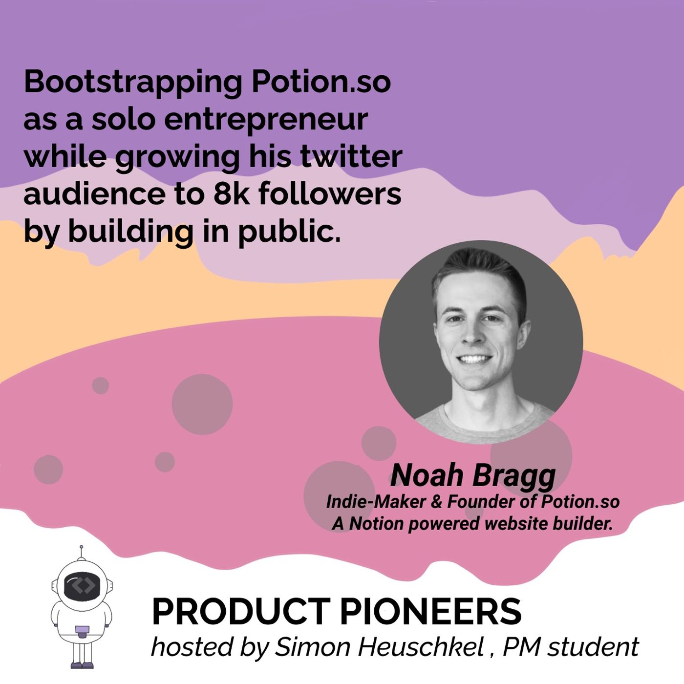 Noah Bragg on bootstrapping Potion.so (a Notion website builder) to over $4.000 in MRR as a solo entrepreneur while growing his Twitter audience to over 8.000 followers by building in public.