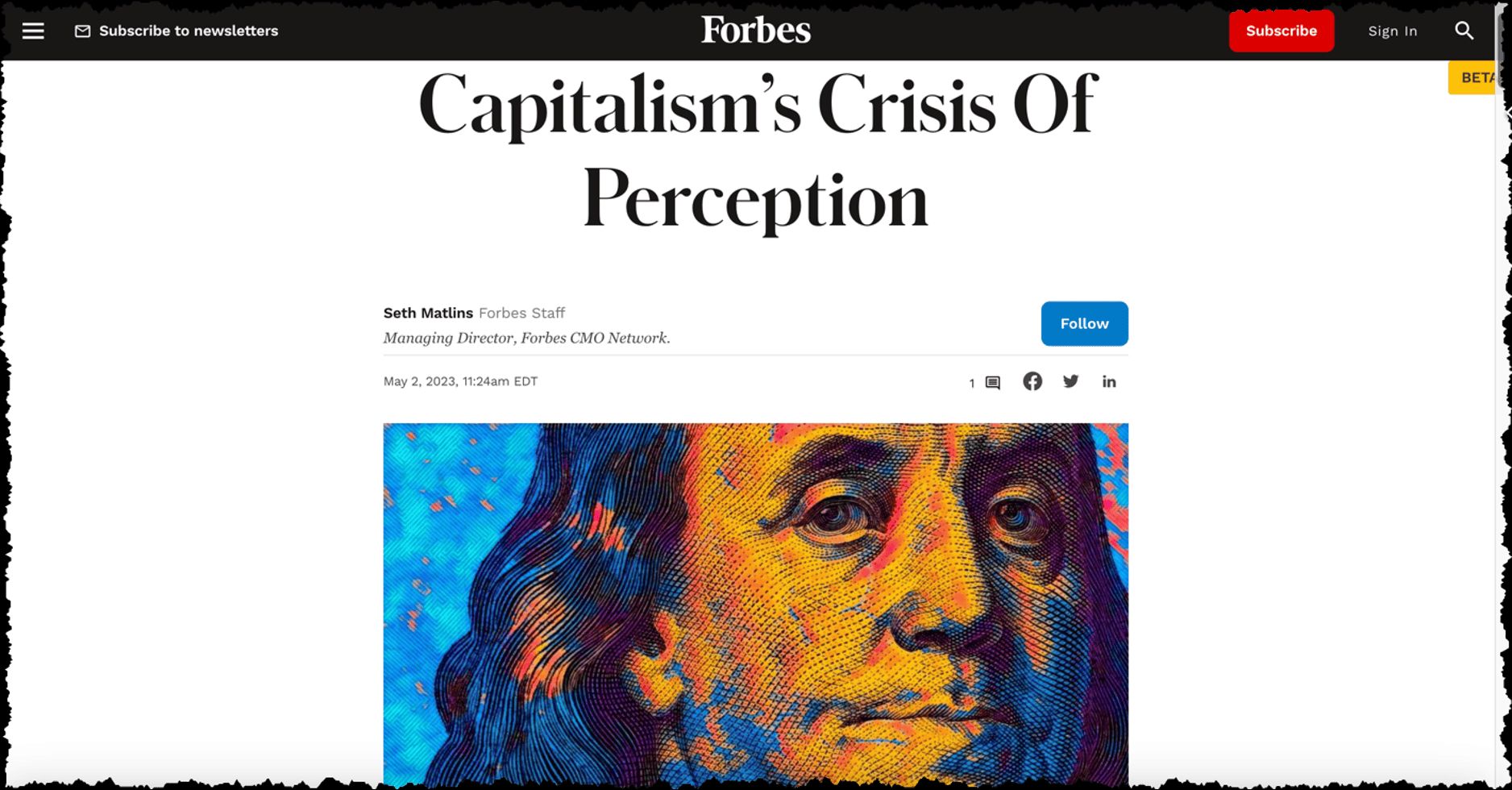 Capitalism’s Crisis Of Perception with Managing Director of the Forbes CMO Network, Seth Matlins