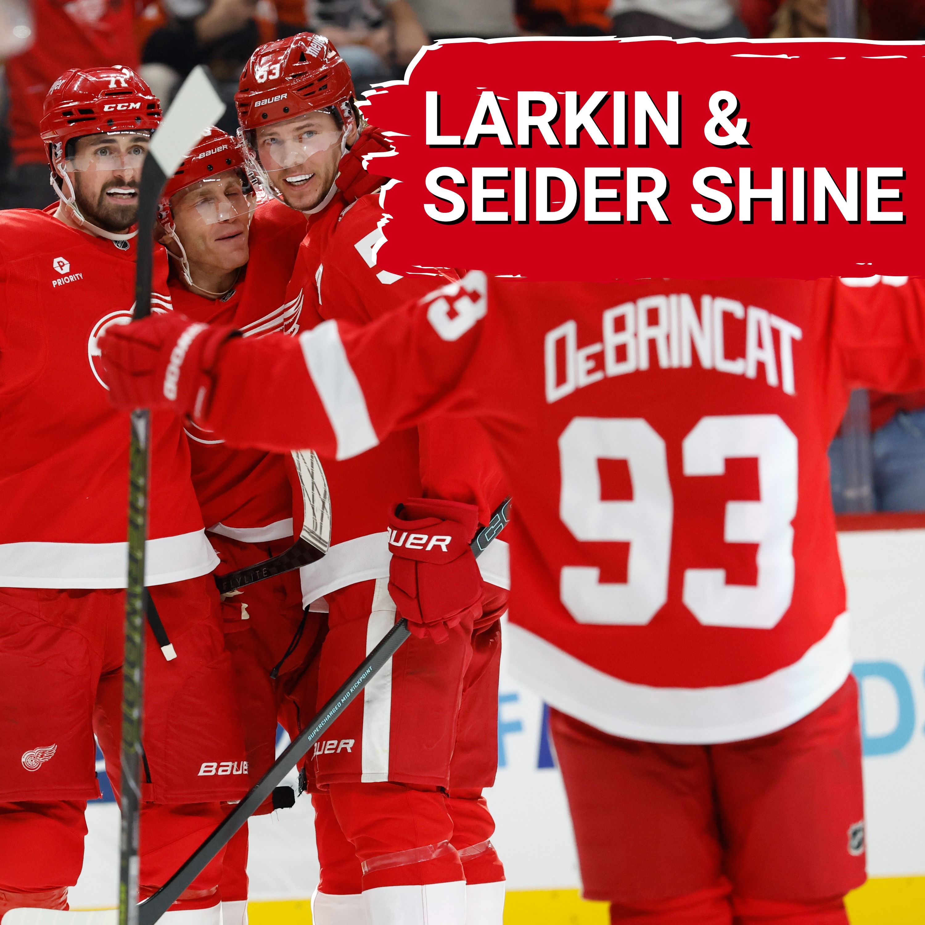 LARKIN'S HAT-TRICK, SEIDER'S FIVE POINTS & DEBRINCAT'S 40TH GOAL! Red Wings thrill in win over Flyers