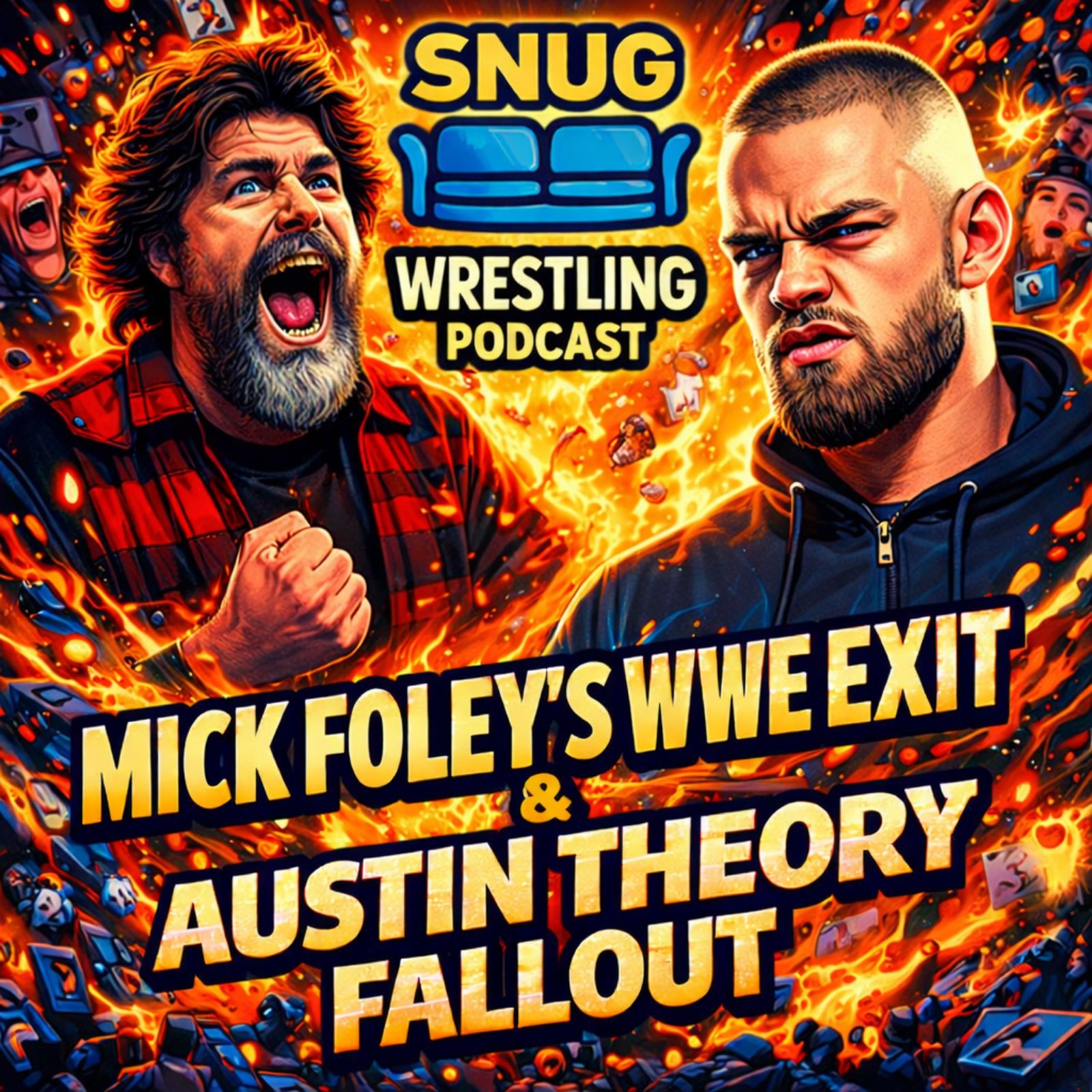 Mick Foley’s WWE Exit & Austin Theory Fallout episode artwork