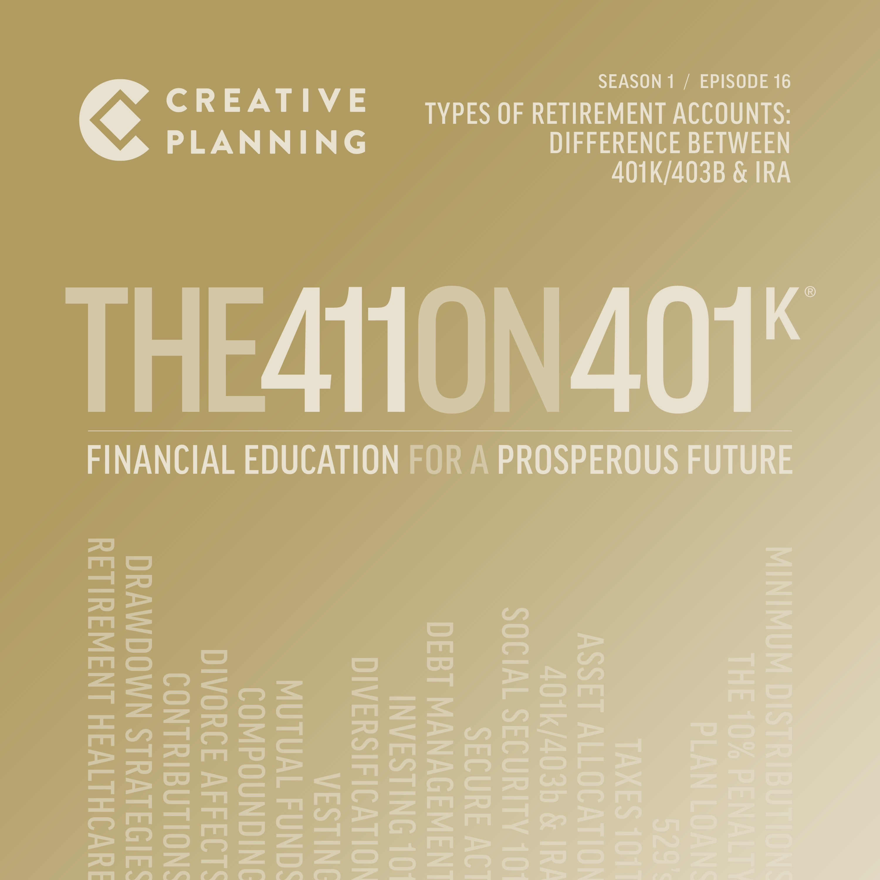 Episode 16 – Types of Retirement Accounts: Difference Between 401k/403b & IRA