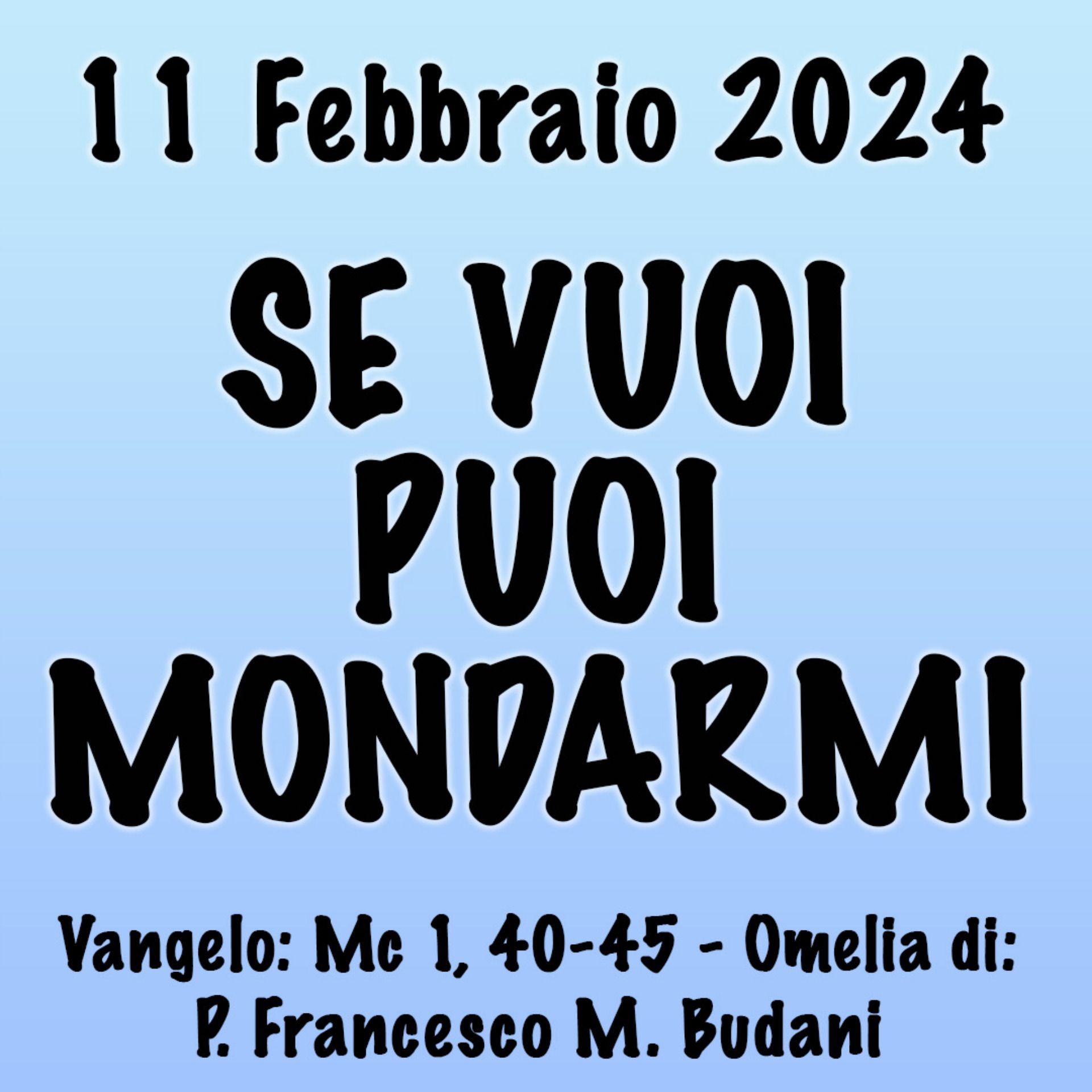 Omelia 11 Febbraio 2024, SE VUOI PUOI MONDARMI