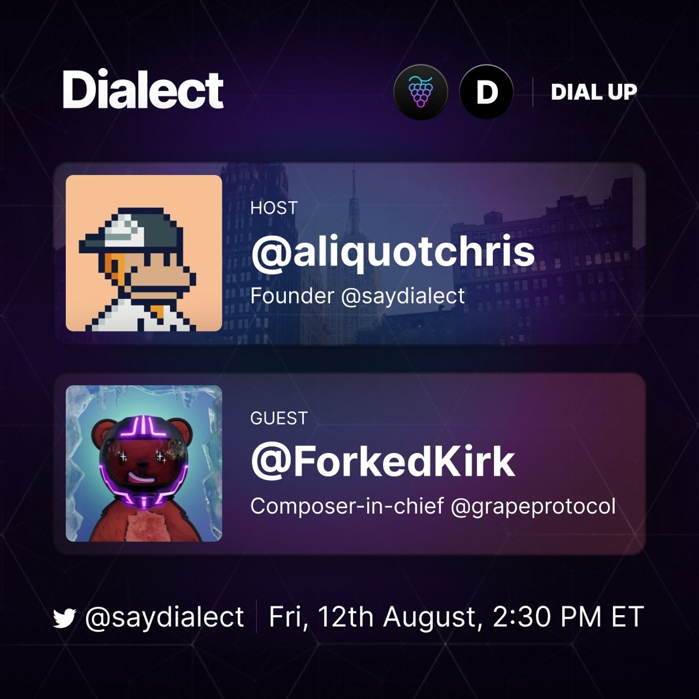 DIAL UP: @forkedkirk