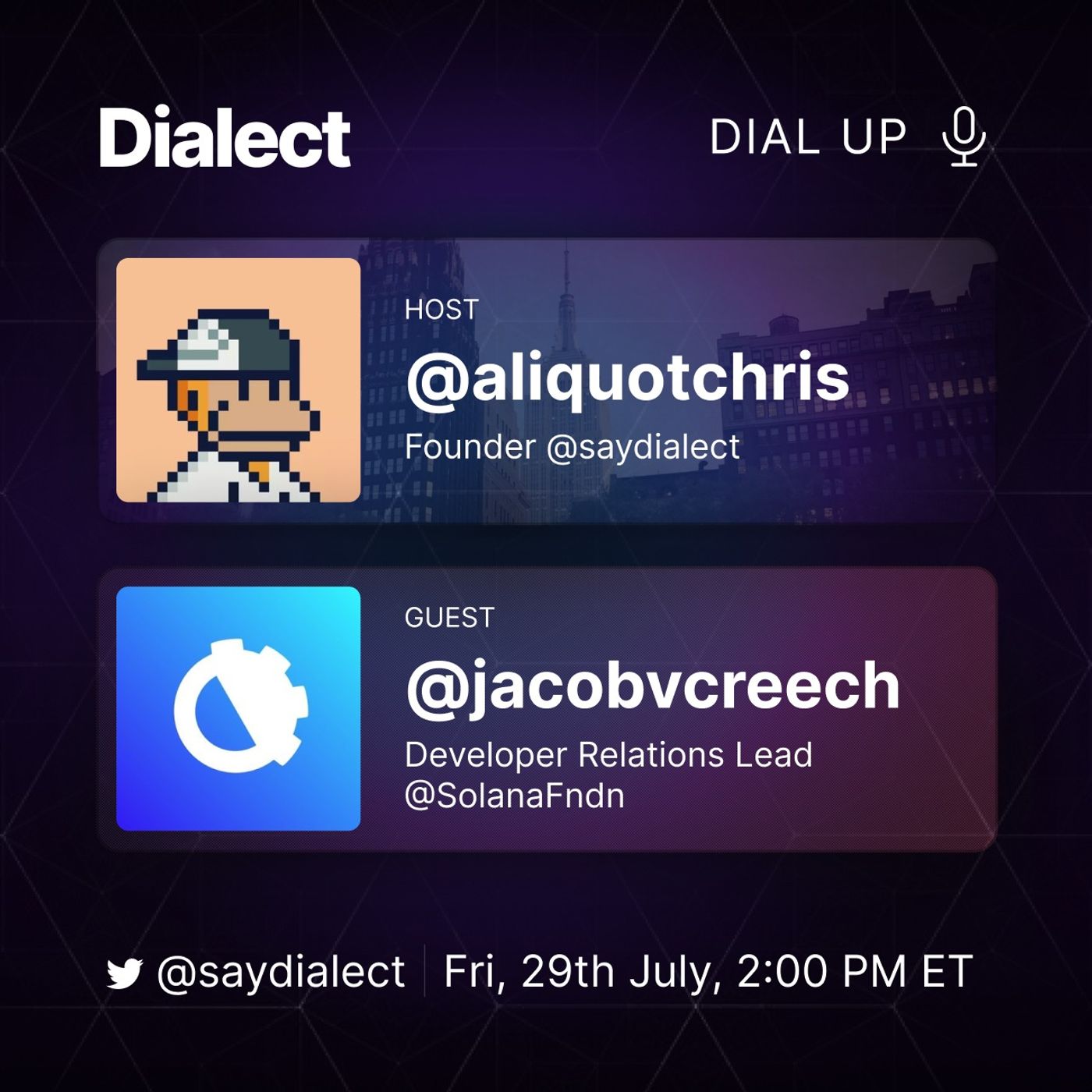 DIAL UP: @jacobvcreech