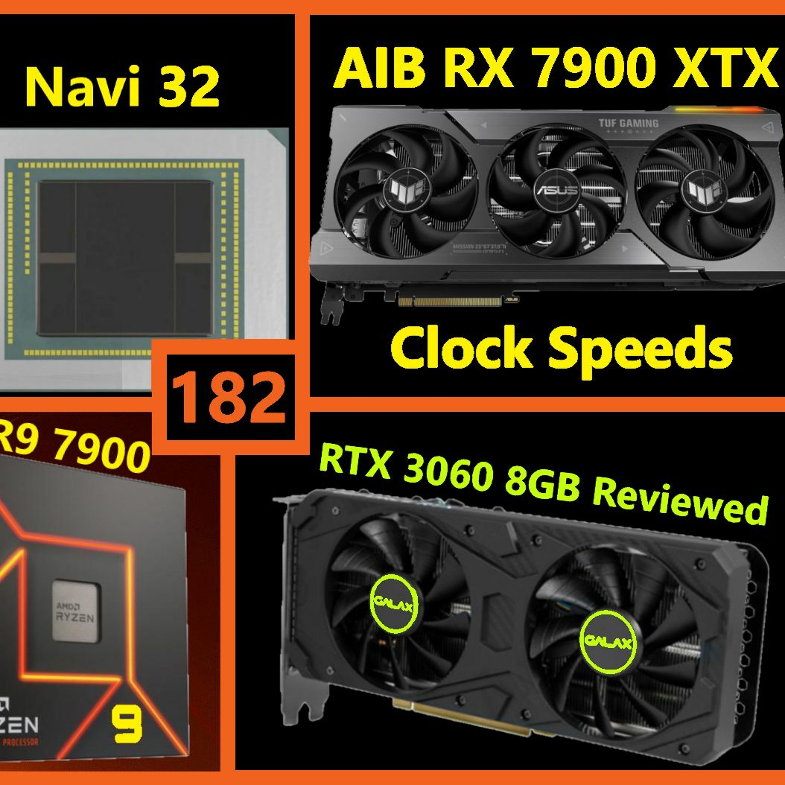 182. RTX 4070 Ti vs Navi 32, AIB 7900 XTX Clocks, 3060 8GB, R7 7700 & R5 7600 non-X