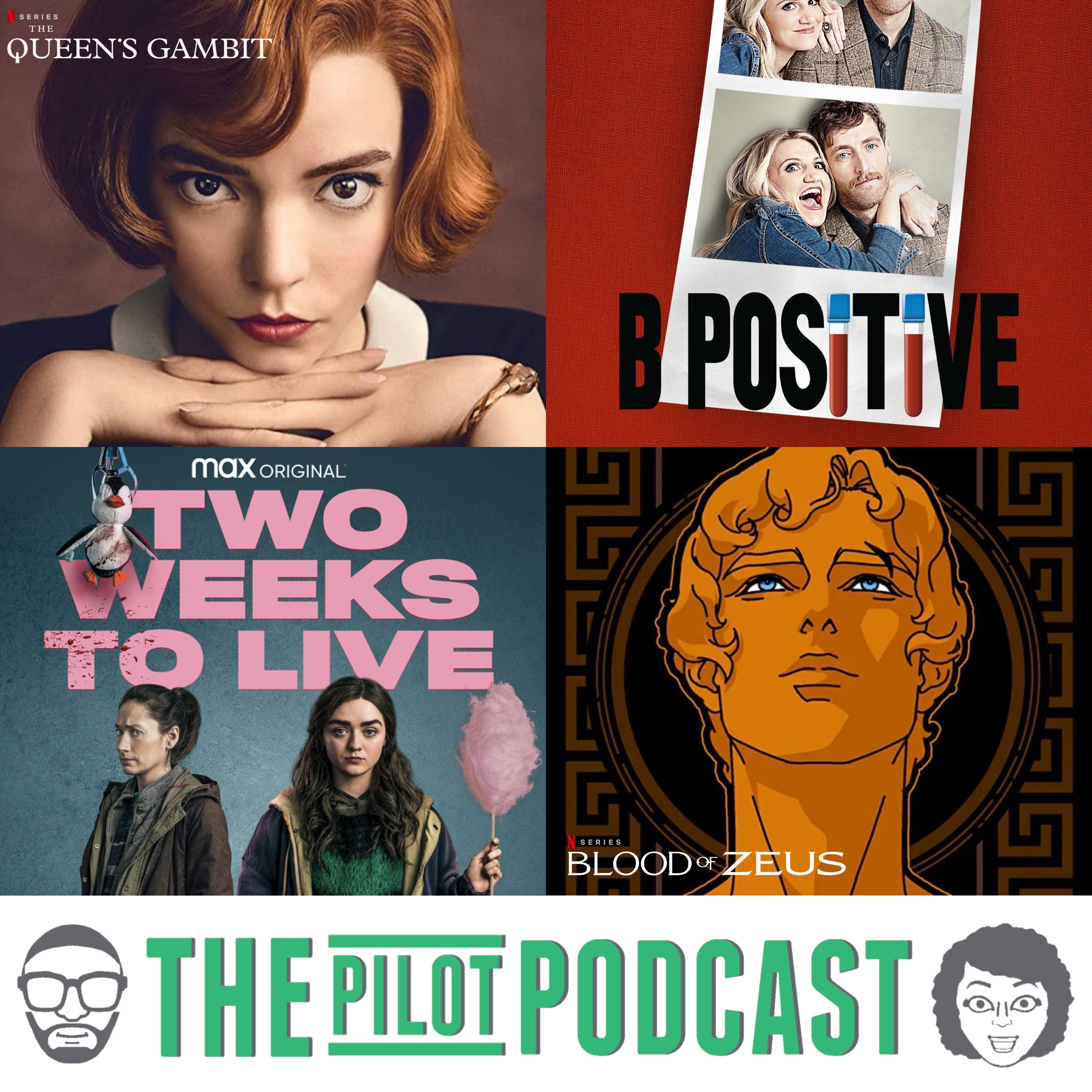 The Queen's Gambit (Netflix), Blood of Zeus (Netflix), B Positive (CBS) and Two Weeks to Live (HBO Max)