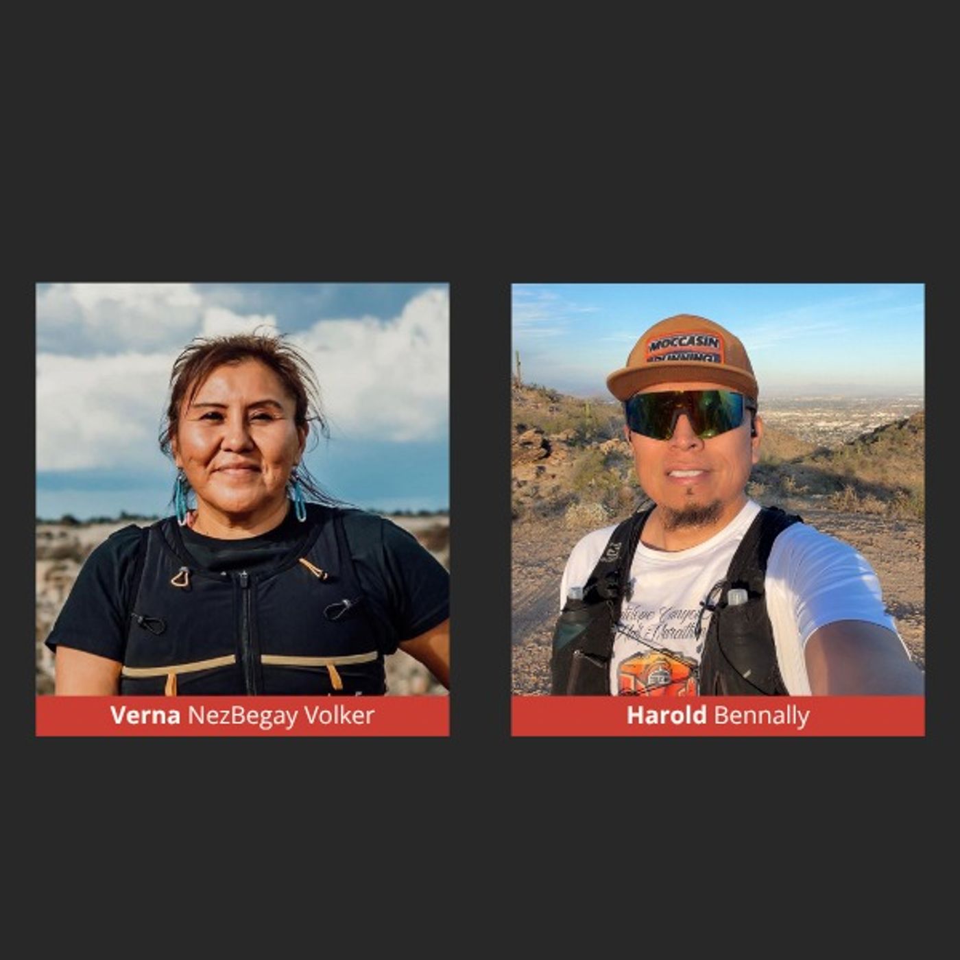 Verna NezBegay Volker with Ultrarunner Harold Bennally of Moccasin Running