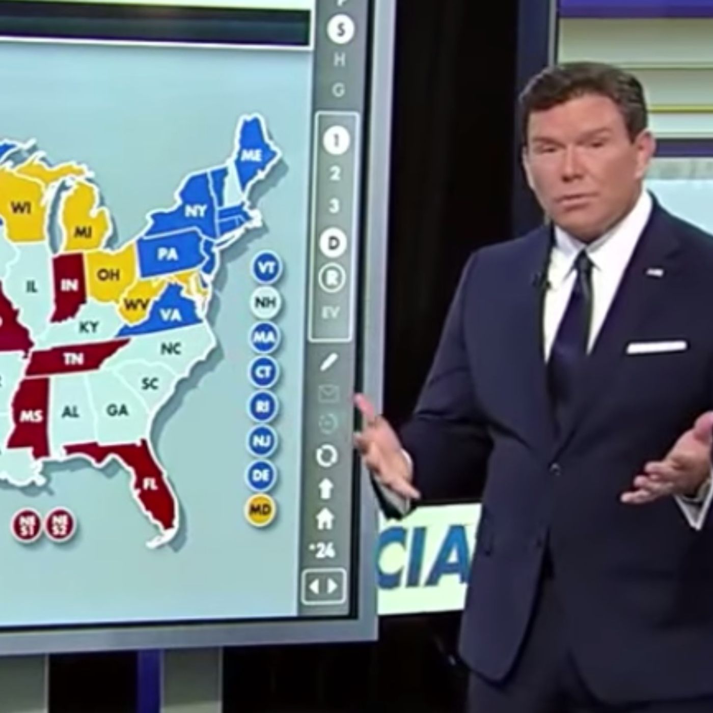 Bret Baier from Fox News Channel, "Of the 330 million people in America, this election, if I had to look at it, comes down to 300,000 votes in 6 or 7 states" episode artwork
