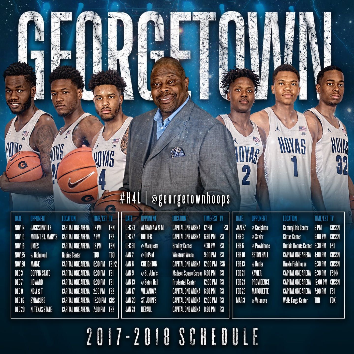 LOCKED ON WIZARDS, September 13: Hoyas' Schedule Splat