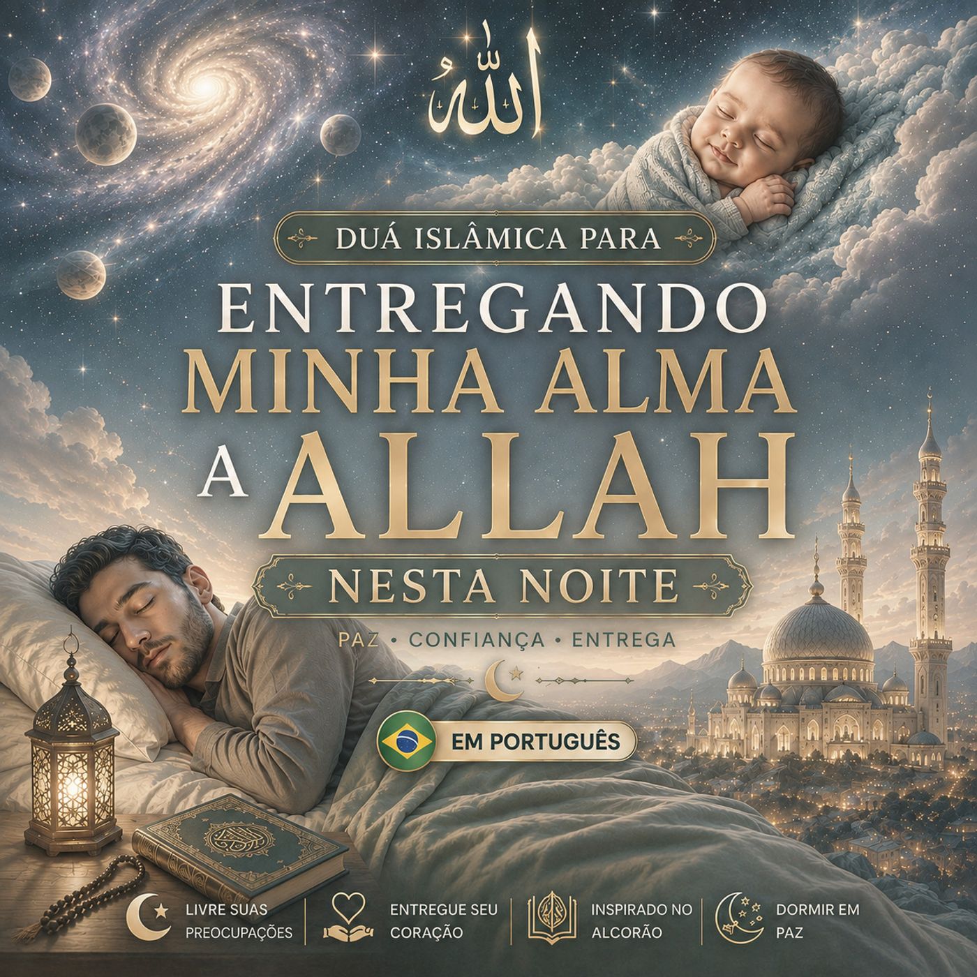 [Portuguese] 🇧🇷 Entregando Minha Alma a Allah Nesta Noite | Duá Islâmica para Dormir Profundamente