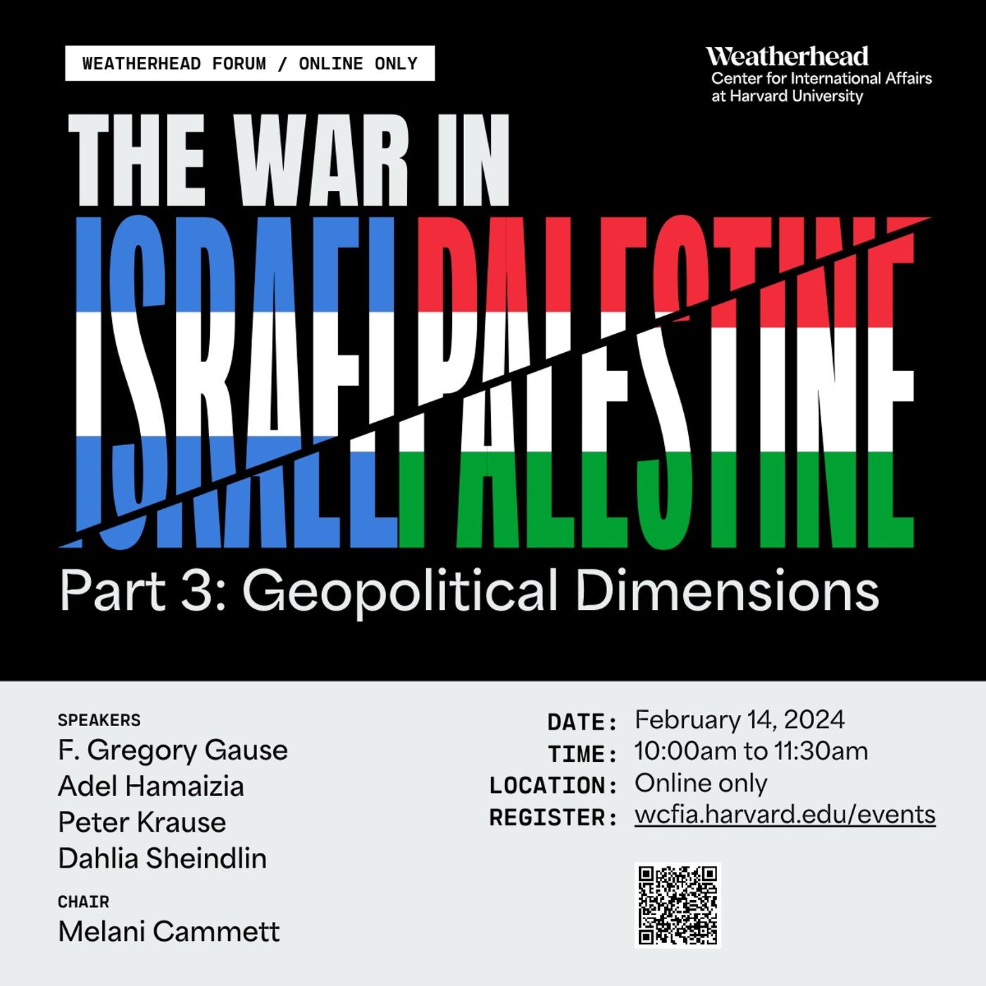 Weatherhead Forum / The War in Israel/Palestine Series / Part 3: Geopolitical Dimensions episode artwork