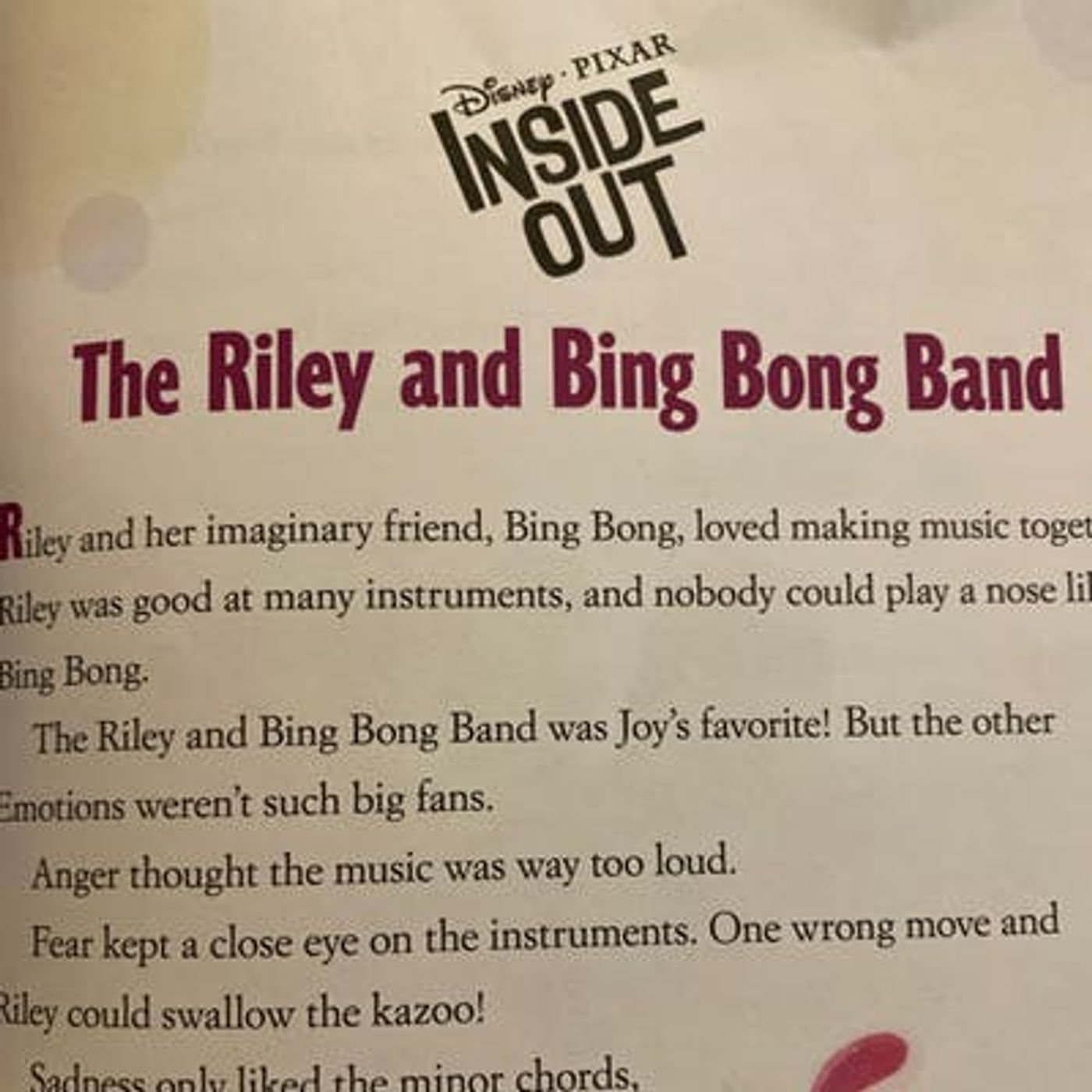 5 Minute Disney Pixar Stories: Inside Out - Riley and Bing Bong Band