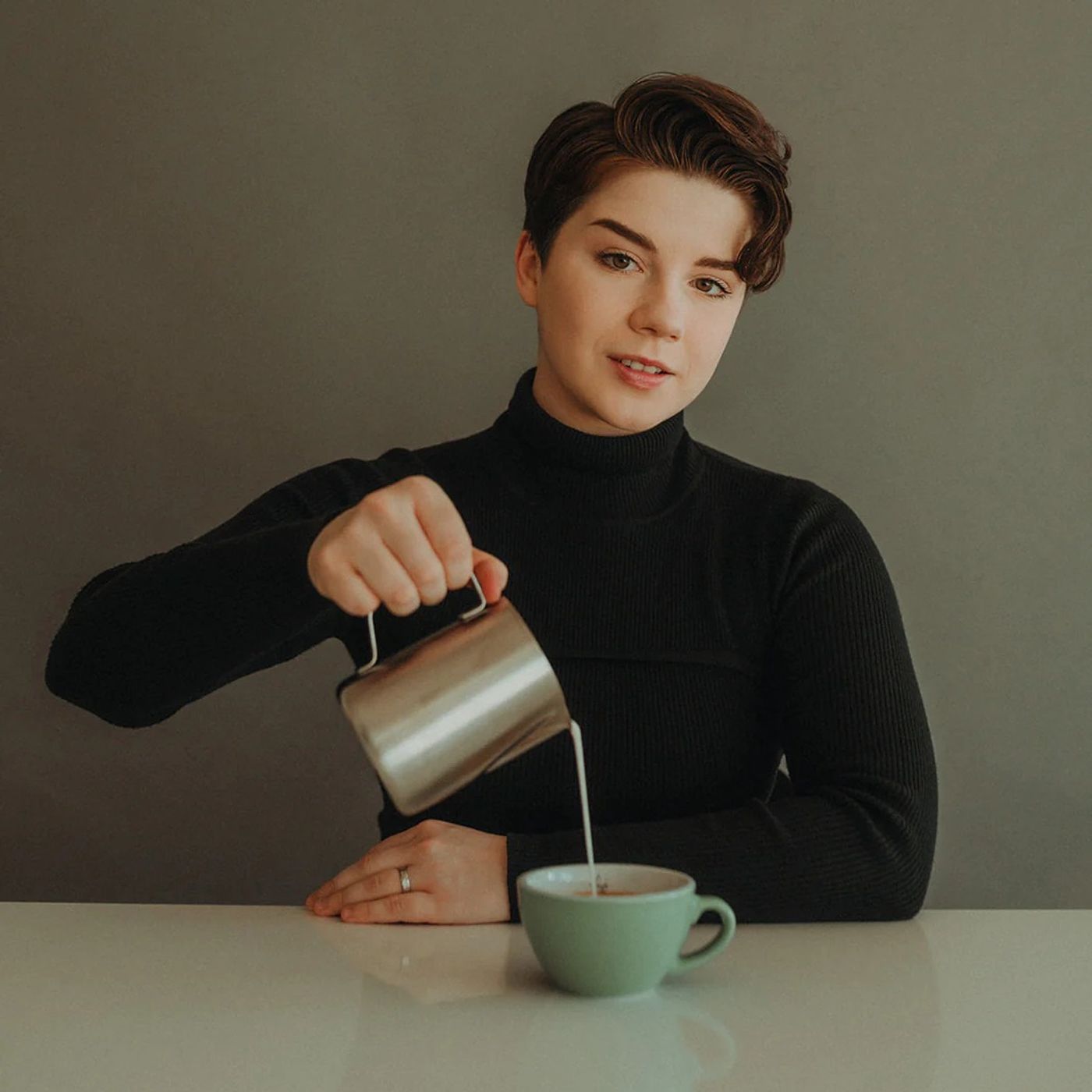 Morgan Drinks Coffee