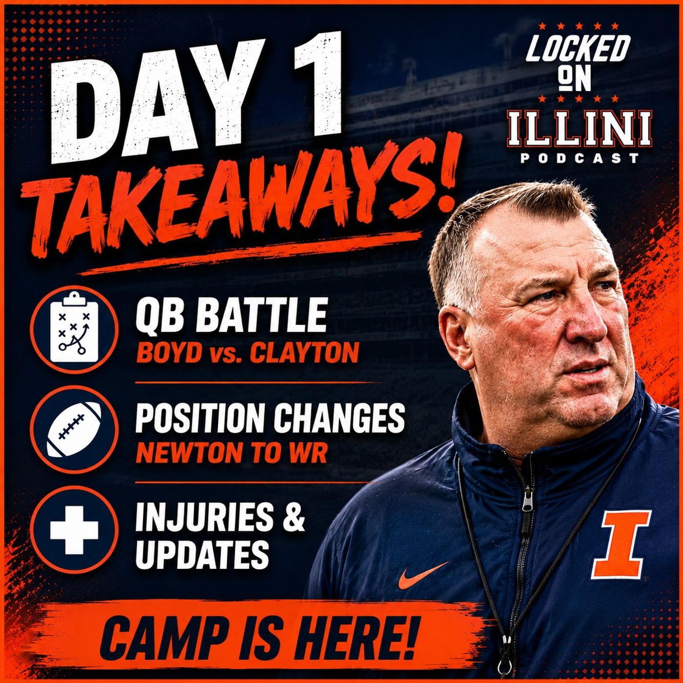 DAY ONE: QB Battle Main Focus of First Illini Football Practice | Heralded Freshman WR Gone
