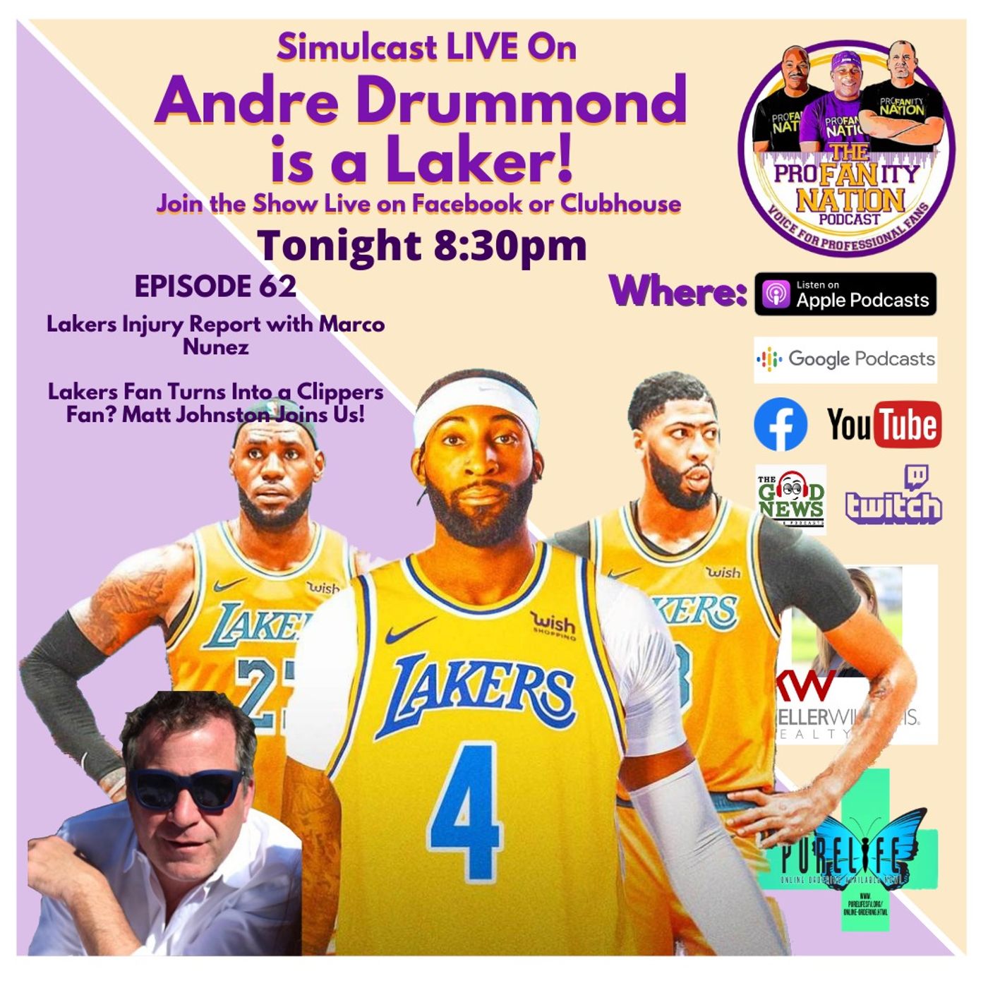 Lakers Get Drummond, Marco Nunez w/ Injury Report -Lakers Fan Now Clippers Fan Matt Johnston Shares His Story & Clubhouse Chat