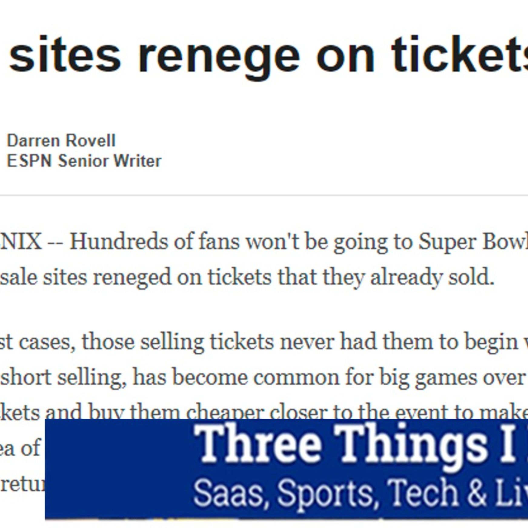 Three Things I Learned in SaaS, Sports, Tech & Live Events 1.23.23