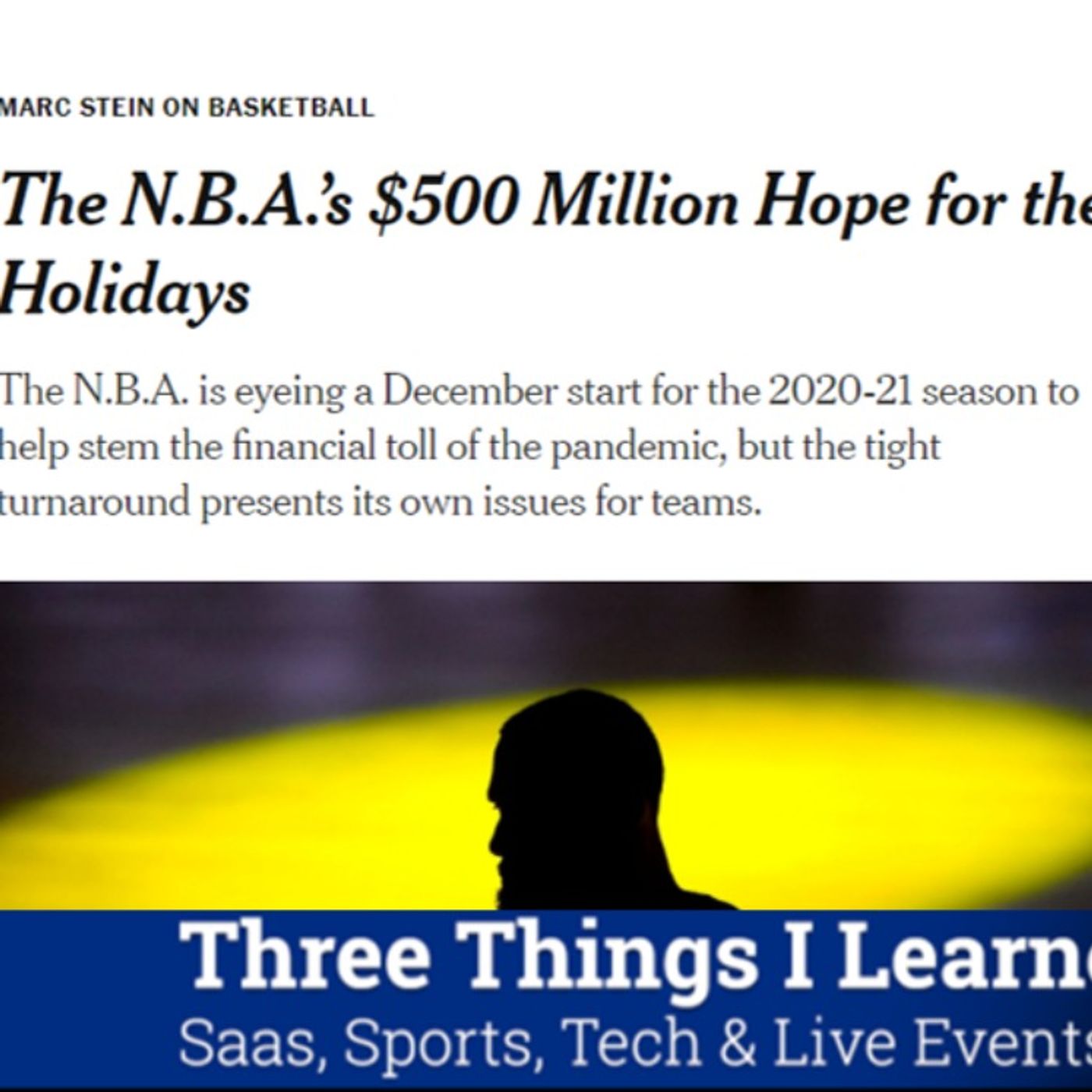 Three Things I Learned In SaaS, Sports, Tech & Live Events Podcast
