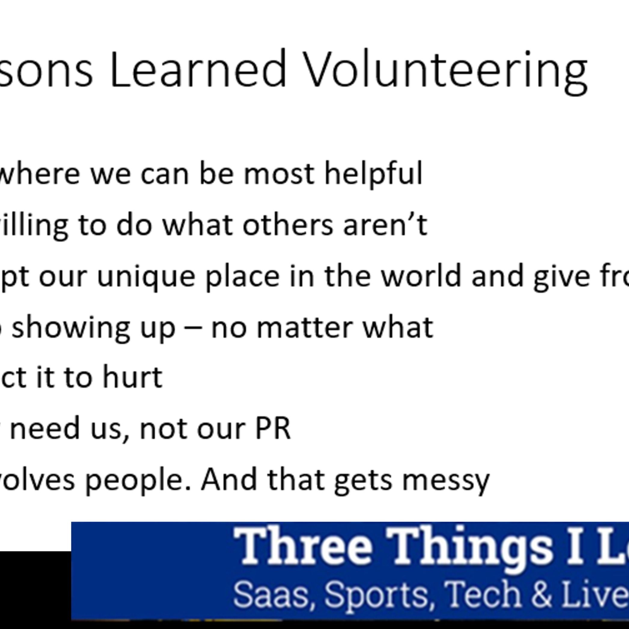 Three Things I Learned In SaaS, Sports, Tech & Live Events Podcast