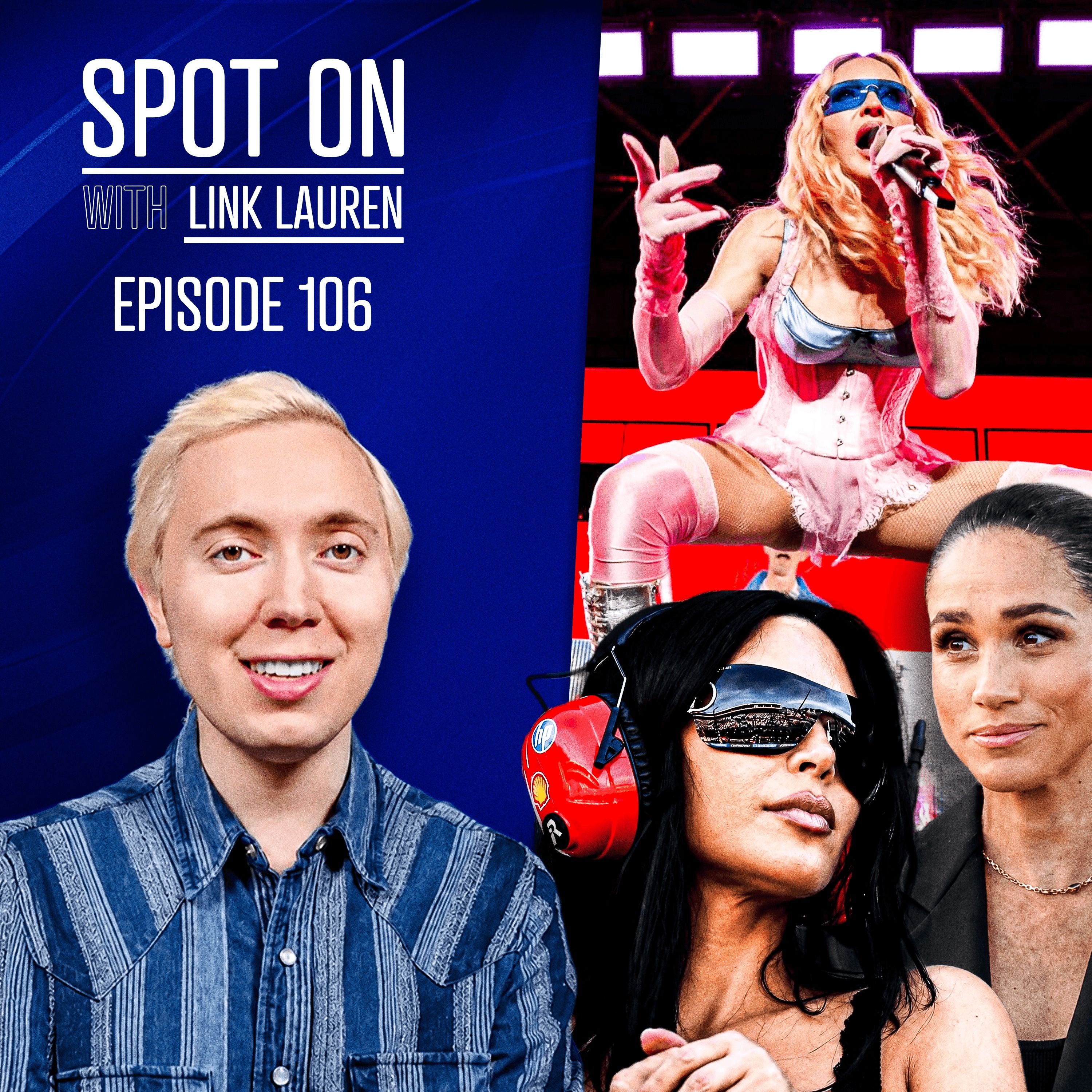 Meghan Markle Slithers Back to UK, Madonna Twerking Backlash, and Kim K Wealth Disparity Debate episode artwork