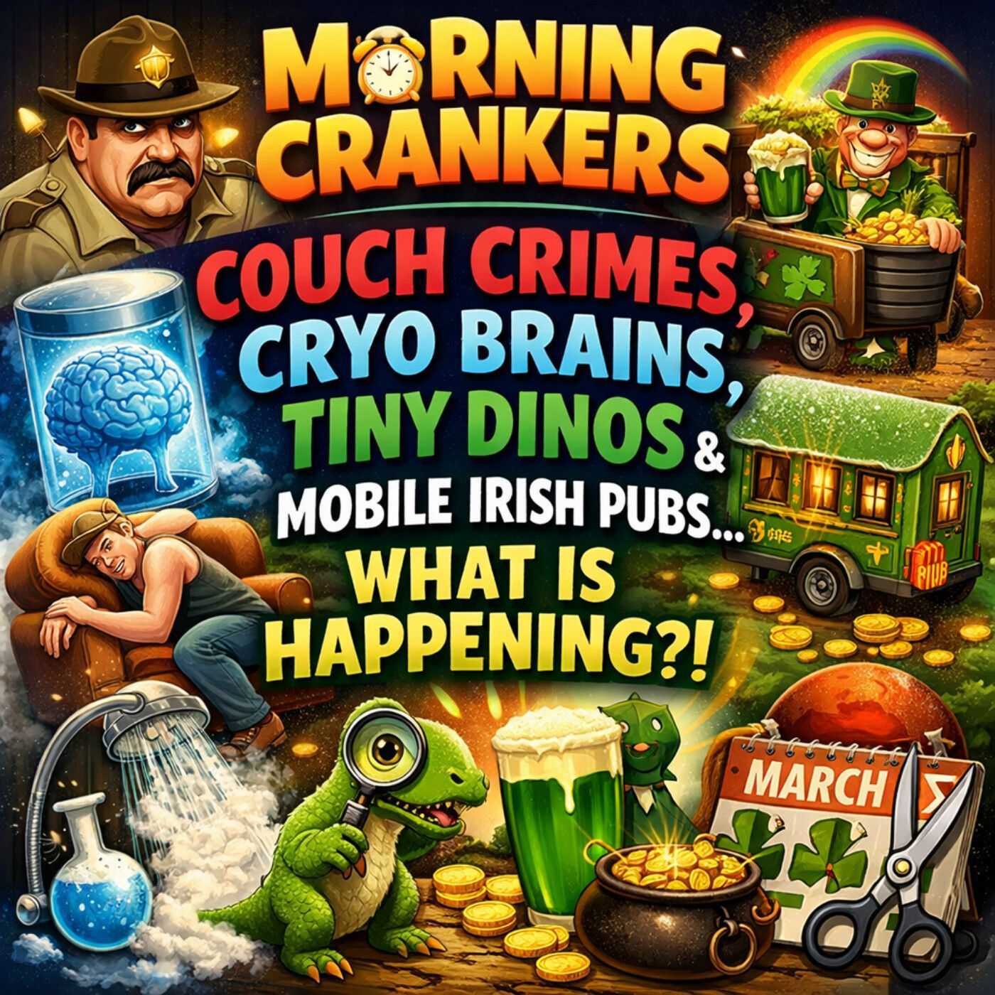 168: Couch Crimes, Cryo Brains, Tiny Dinos & Mobile Irish Pubs… What Is Happening? episode artwork