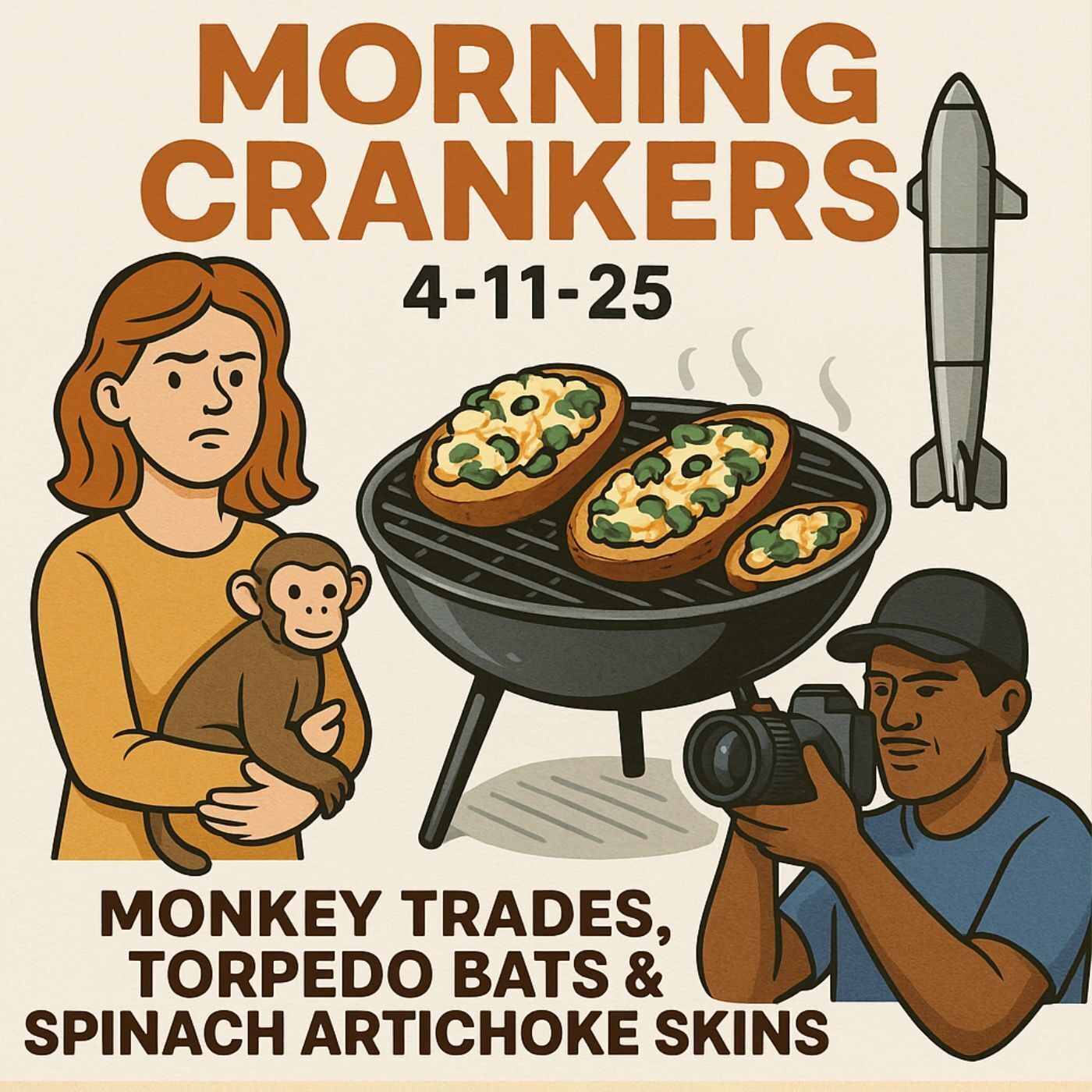 Morning Crankers: Monkey Trades, Torpedo Bats & Spinach Artichoke Skins episode artwork
