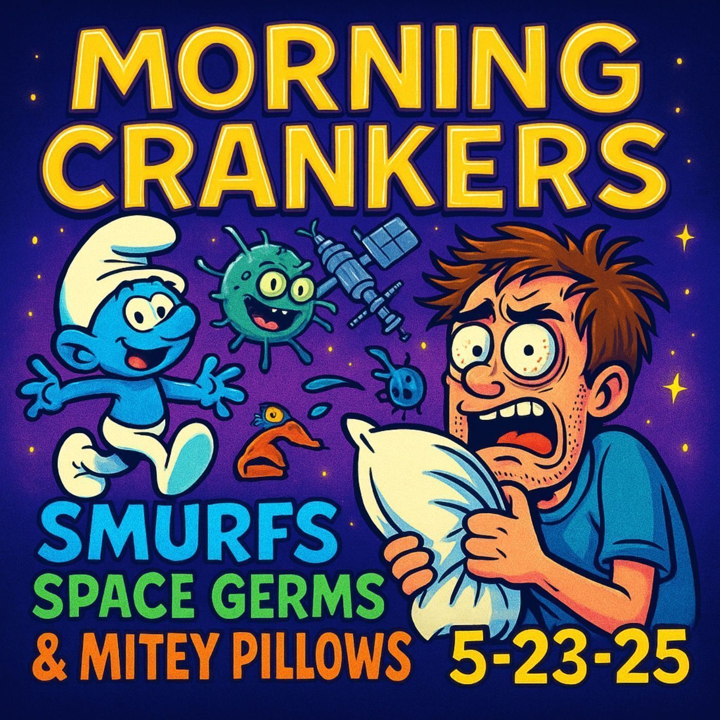 "Smurfs, Space Germs & Mitey Pillows: Mayhem on the Morning Crankers!" episode artwork