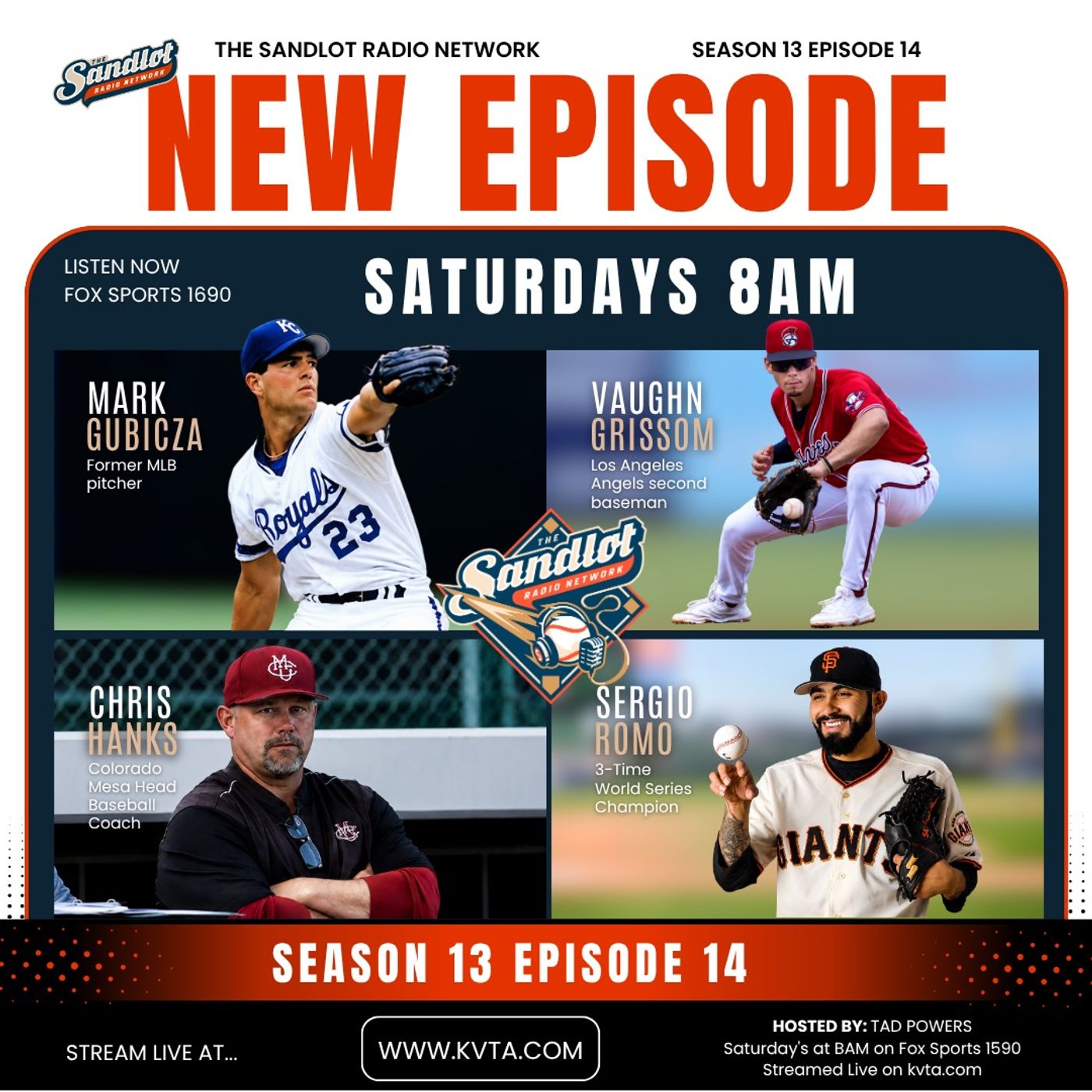 Season13 Episode 14 features more from Sergio Romo and his college coach Chris Hanks, Angels Broadcaster, former 20 game winner, Mark Gubiza , and budding star Angel's Vaughn Grissom episode artwork