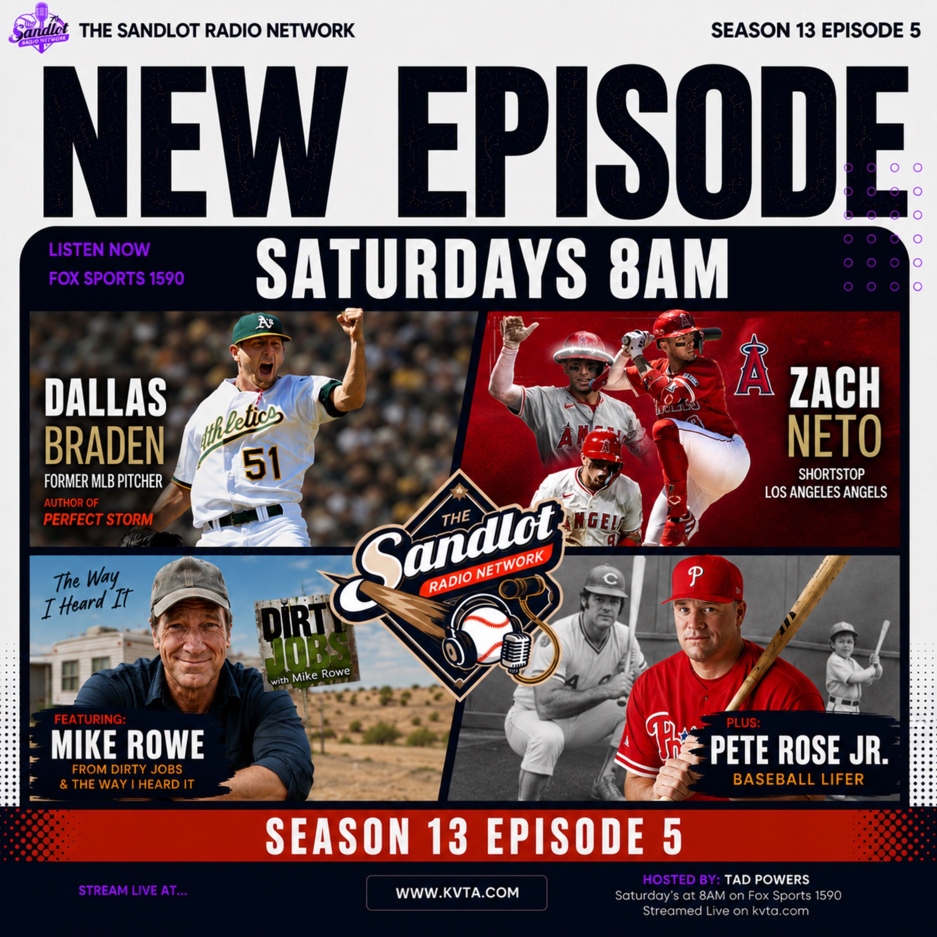 More from Dirty Jobs Mike Rowe and Pete Rose Jr, Plus Angels All-star Zach Neto, and Perfect Game Hurler, Dallas Braden. episode artwork