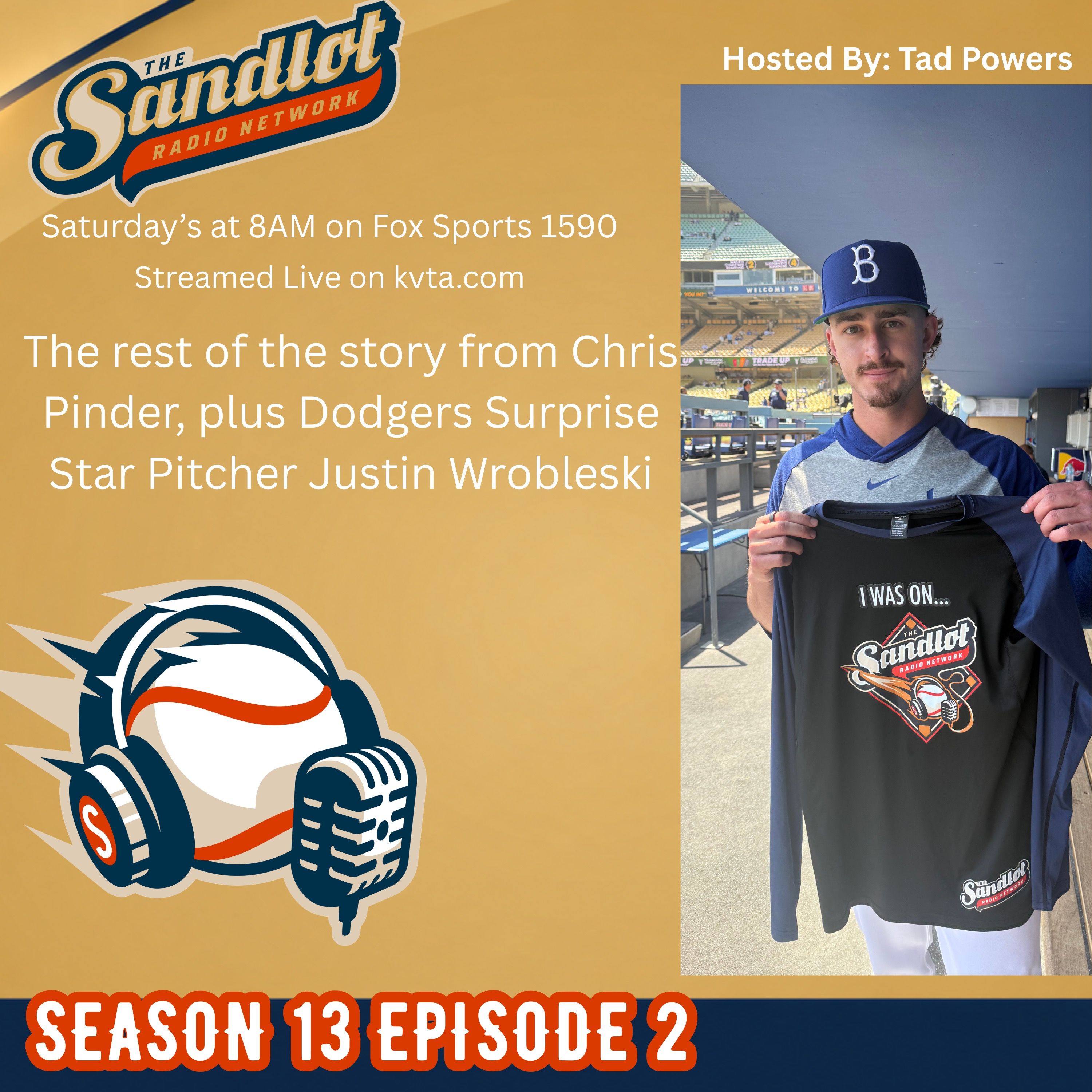 Sandlot Season 13 Episode 2 feature former pro left hander Chris Pinder and Dodgers Star Left hander Justin Wrobleski episode artwork