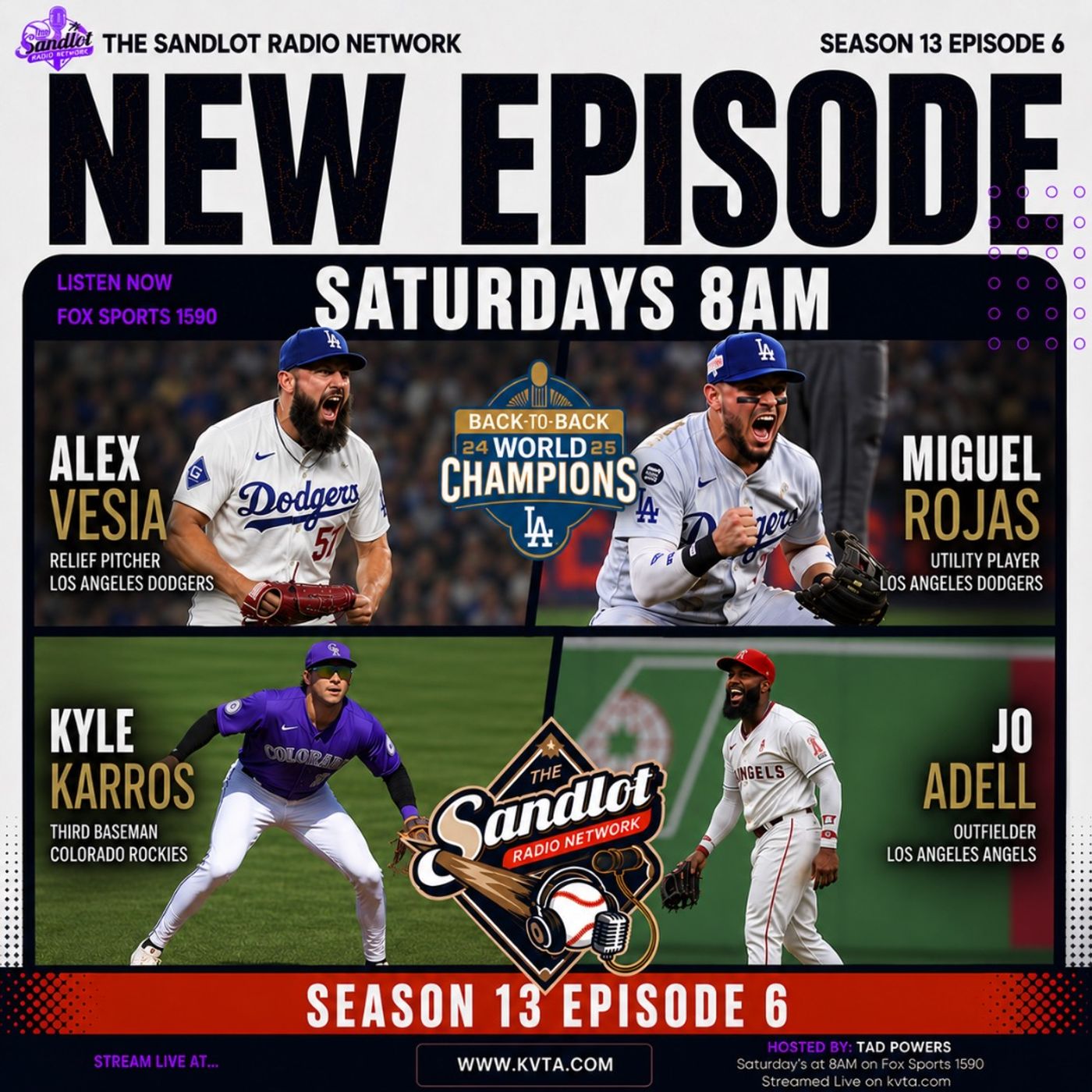 Back to back World Series Hero's, Dodgers Migeul Rojas and Alex Vesia, Plus Angels All-Star Joe Adell, and Son of Dodger great Eric Karros, Rockies/UCLA player Kyle Karros. episode artwork