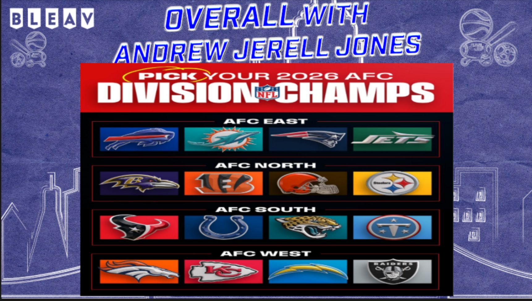 OVERALL's 2026 NFL Picks Shows: The entire AFC, from division winners to who will be the AFC Super Bowl LXI team; Michigan's robbery of Western Michigan continues on episode artwork