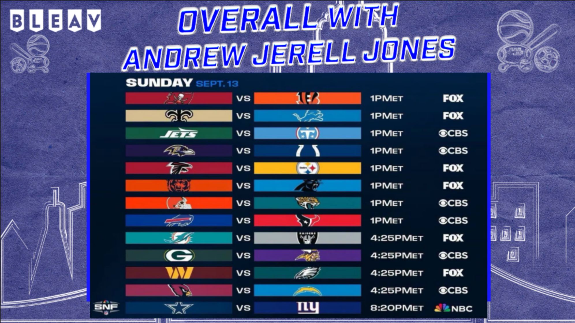 OVERALL's NFL WK 1 Sunday Picks Show: Will Josh Allen end Houston horrors? NFC East battles each other; Kyler Show for Vikings vs Packers; New York Cheesecake Bowl, Back Baby! episode artwork