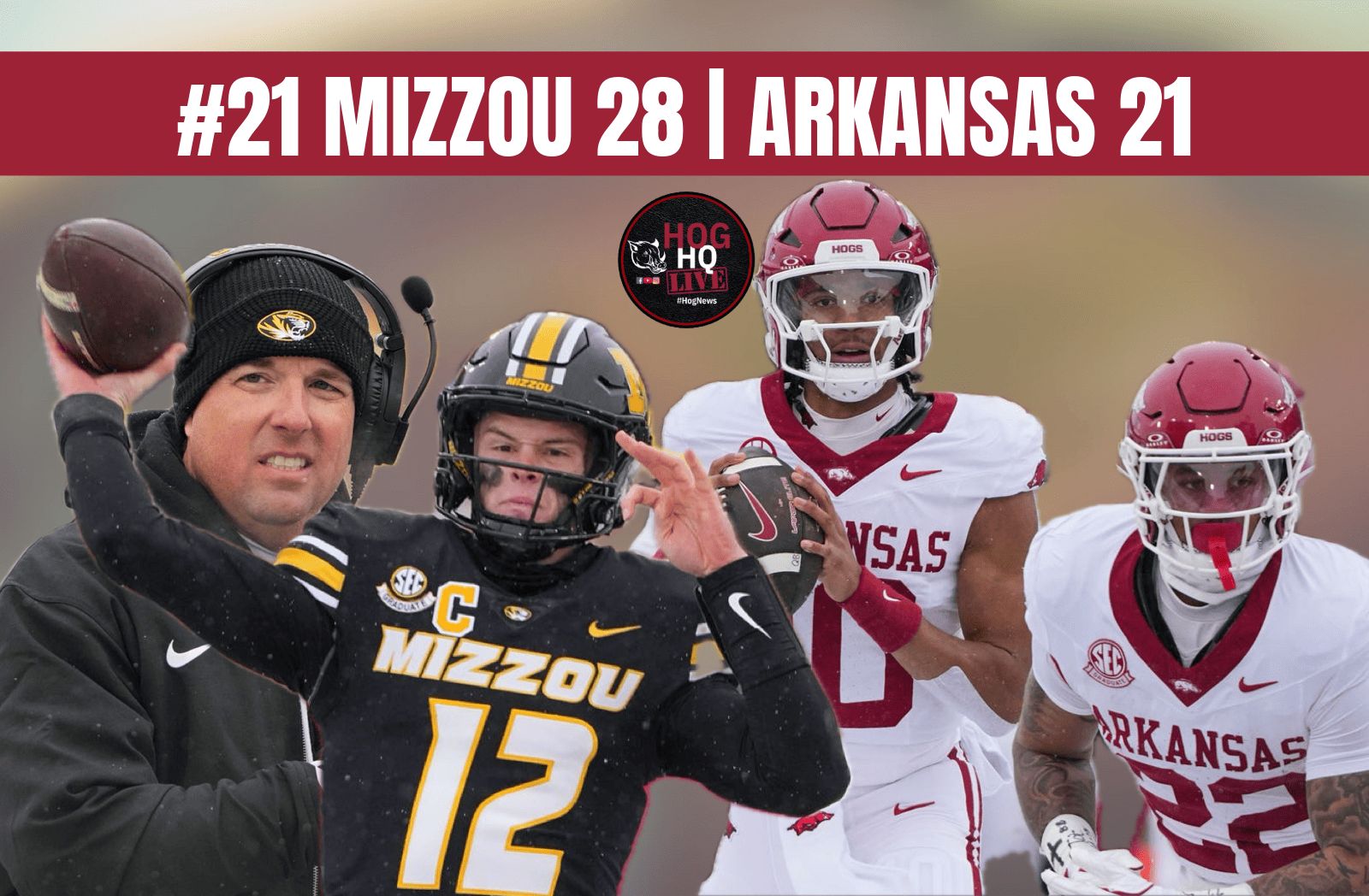 Hog HQ Live Ep #52: Hogs Lose Snow Battle to Mizzou, Bowl Games, Transfer Portal, & More episode artwork