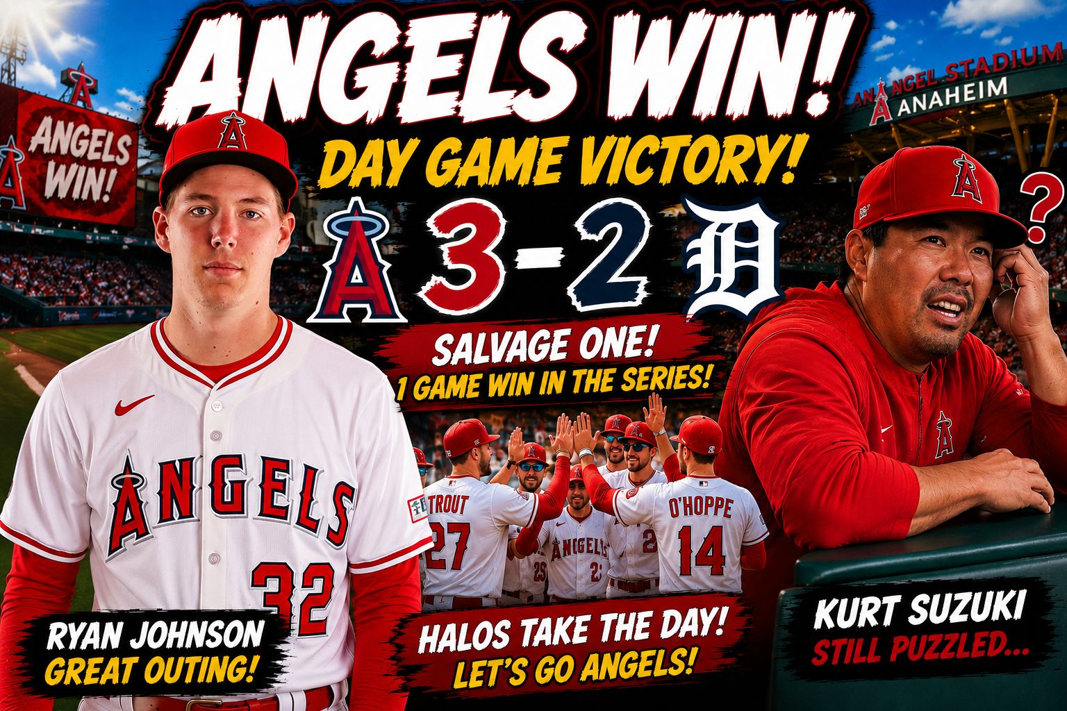 Angels Edge Tigers 3-2! Ryan Johnson Shines as Halos Snap 4-Game Skid!