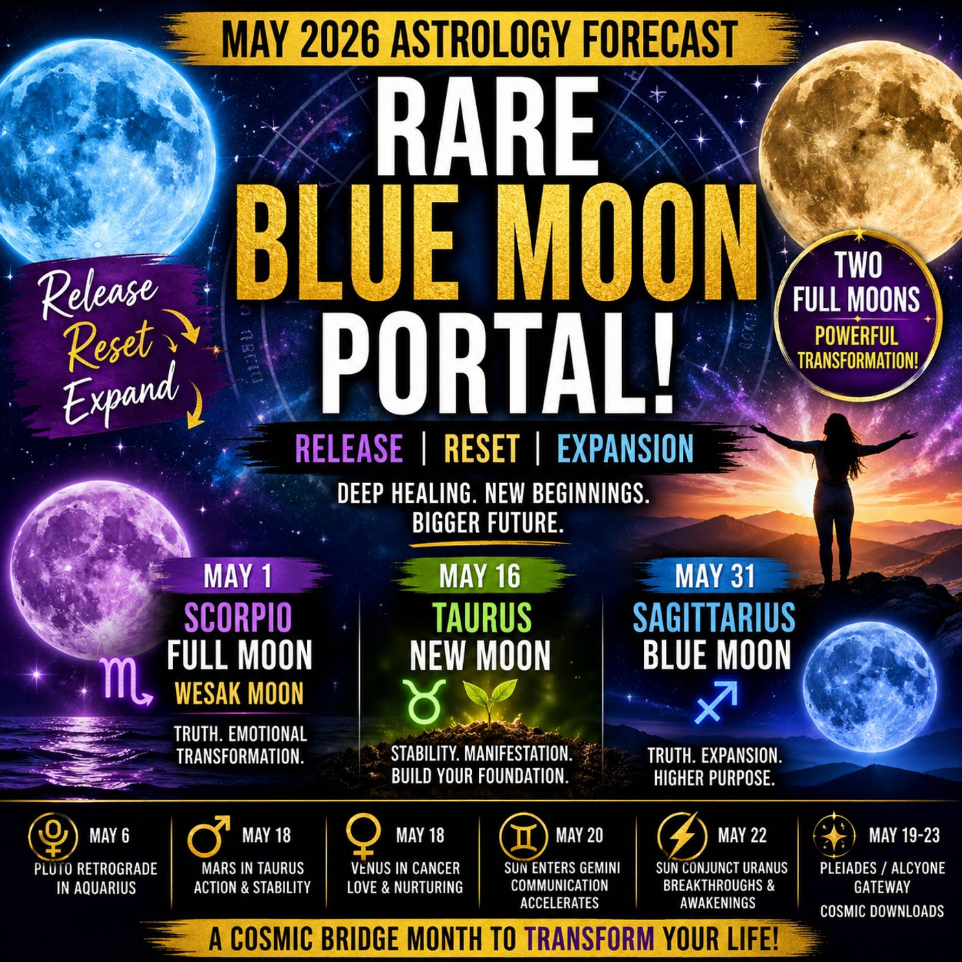 May 2026 Astrology Forecast: Rare Blue Moon Portal, Scorpio Full Moon, Taurus Reset & Quantum Awakening Shifts