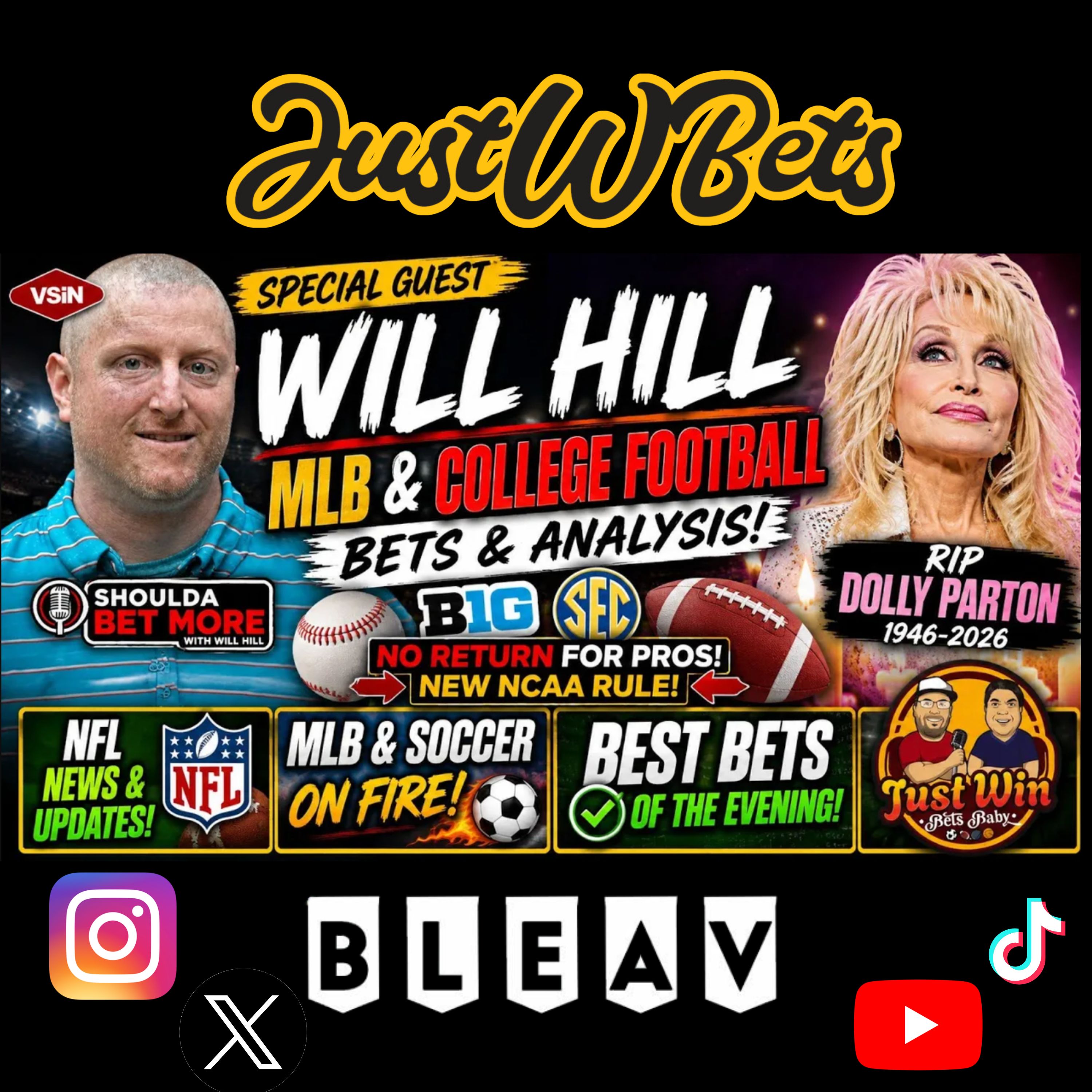 WILL HILL on MLB & Football Bets! RIP Dolly Parton + NFL News & BEST BETS episode artwork
