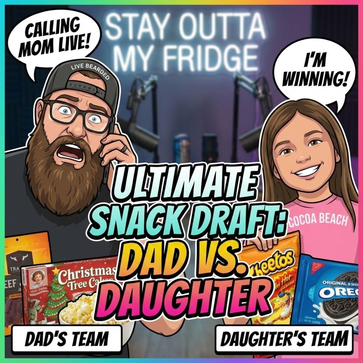 Dad vs. Daughter SNACK DRAFT!  + Calling Mom LIVE to Settle a Bet!