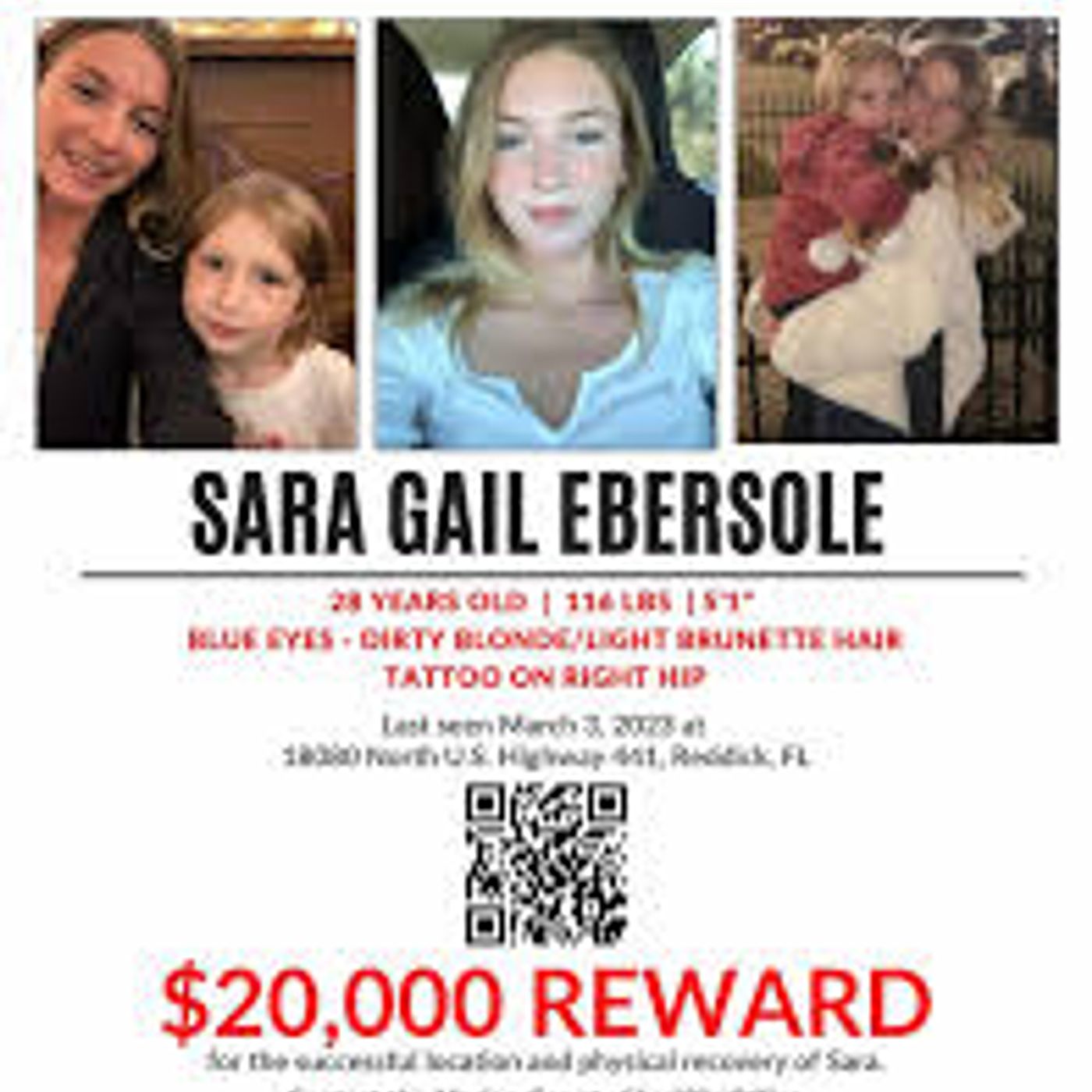 LOOKS LIKE SARA GAIL EBERSOLE NEEDS OUR HELP