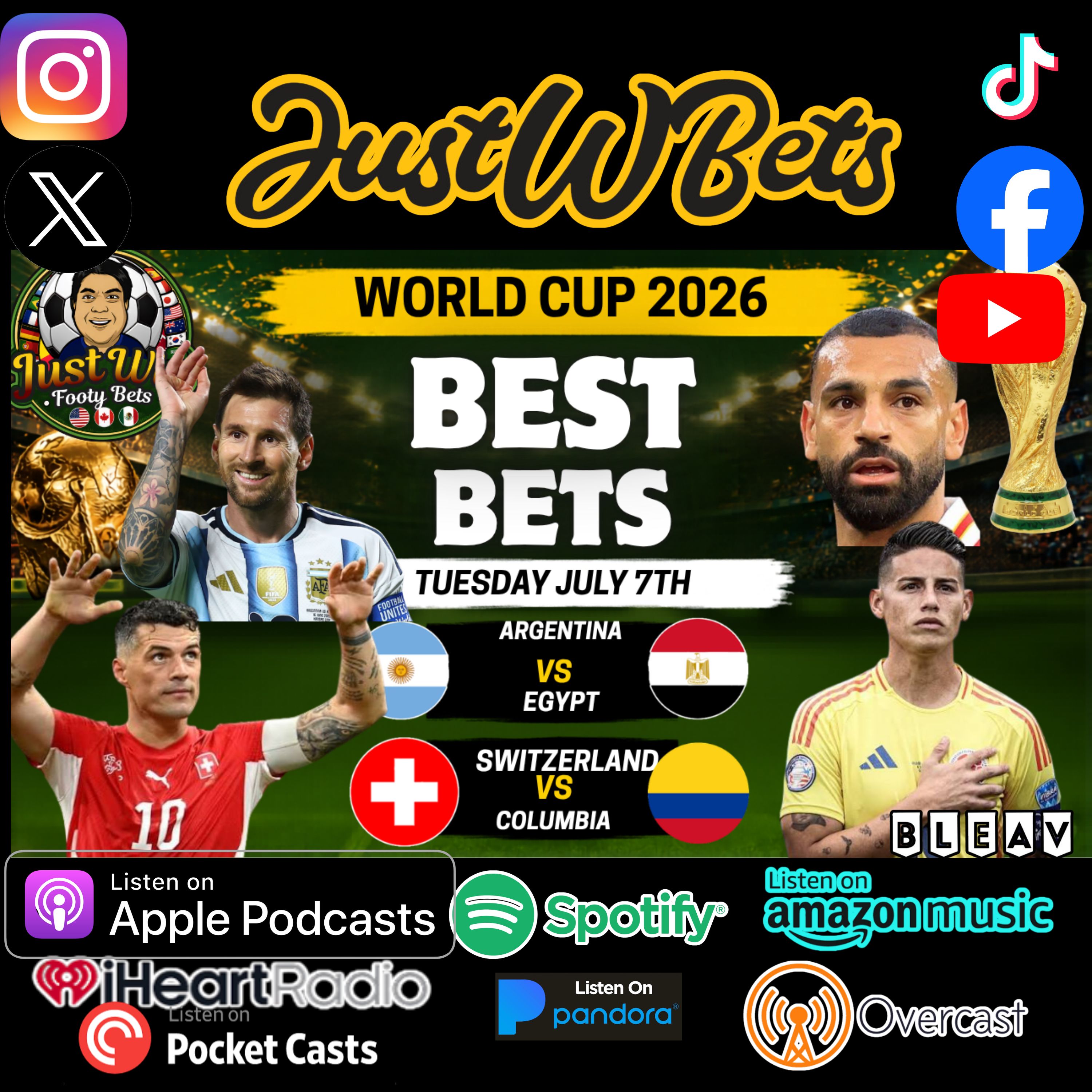 Just Win Footy Bets Show (7.7.26) – World Cup (Rd. of 16) Best Bets: Don’t Miss These 2 SOCCER Picks! episode artwork