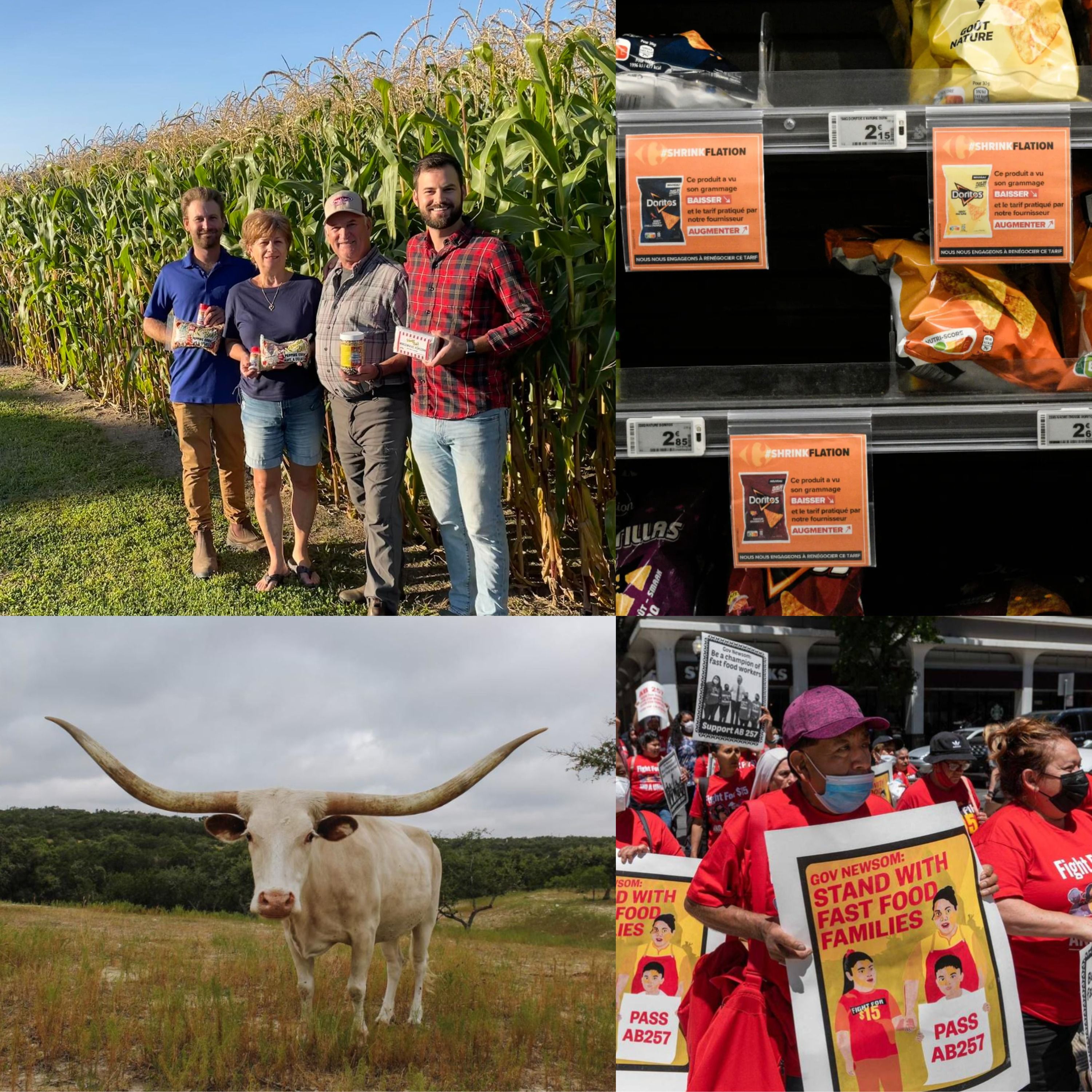 Food Safety & Affordability Research, Shrinkflation Signage, California Fast Food Wage Impacts & Tanner Townsend, Uncle Bob's Popcorn Kernels