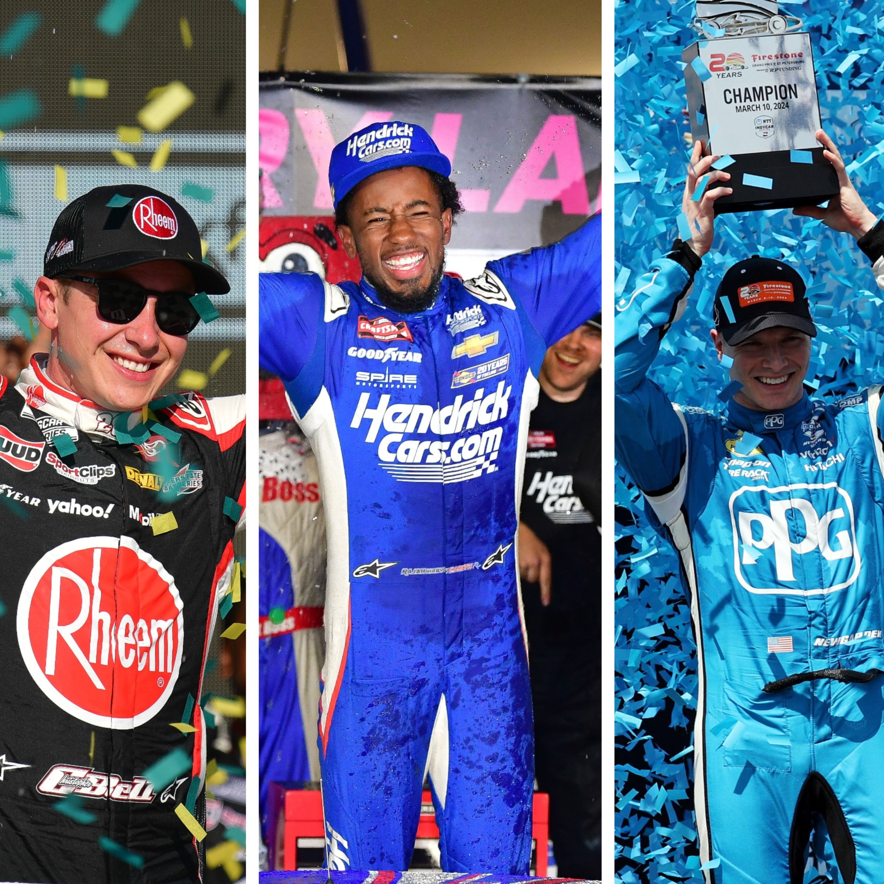 cover of episode News, notes, quotes from Phoenix, Vegas, St. Pete: Catching up on Toyota’s surge, Rajah Caruth’s win, IndyCar charters and driver salaries