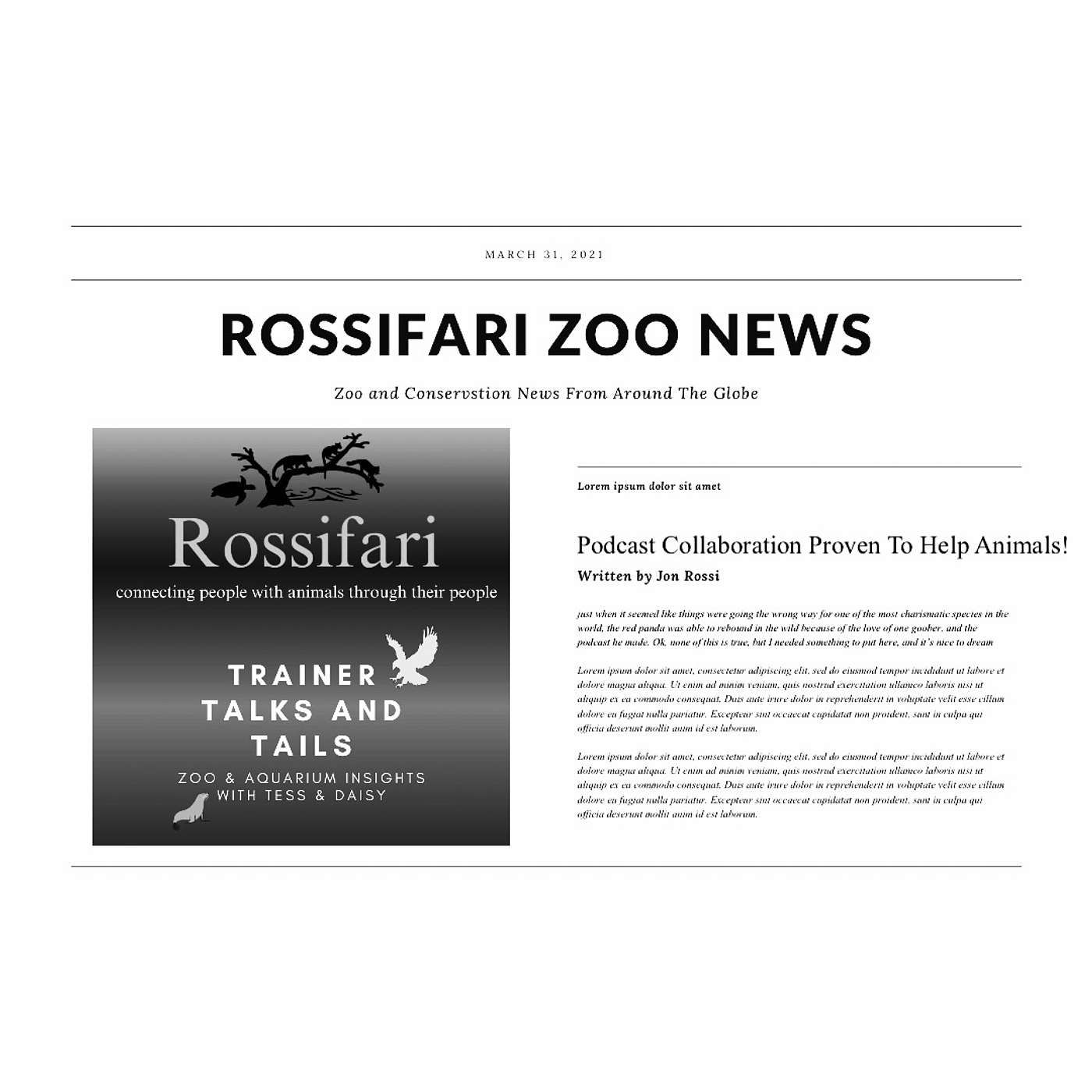 Rossifari Zoo News 10.27.23 - The Spicy Cough Edition with Tessa and Daisy from Trainer Talks and Tails! episode artwork