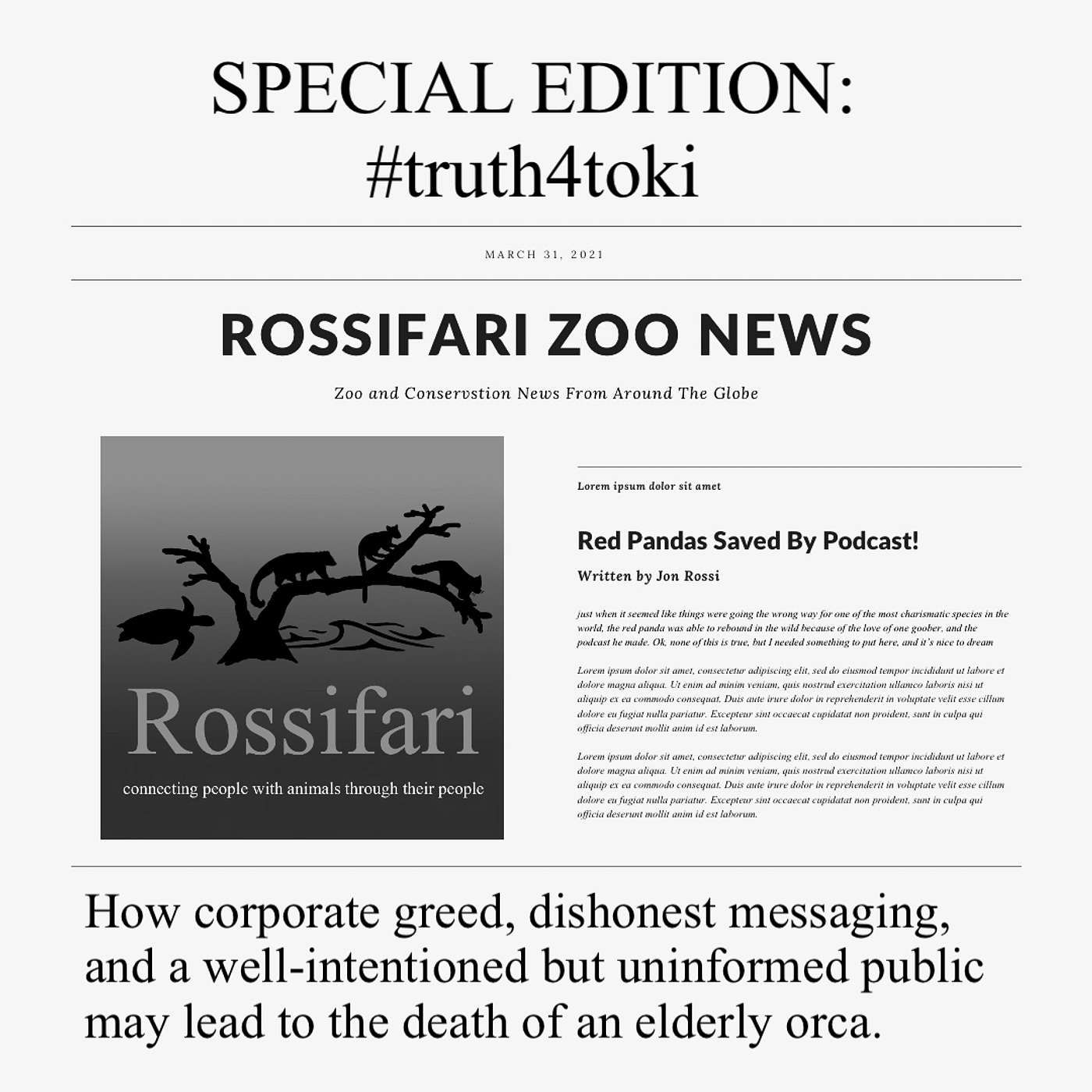 Rossifari Zoo News Special Edition: #truth4toki episode artwork