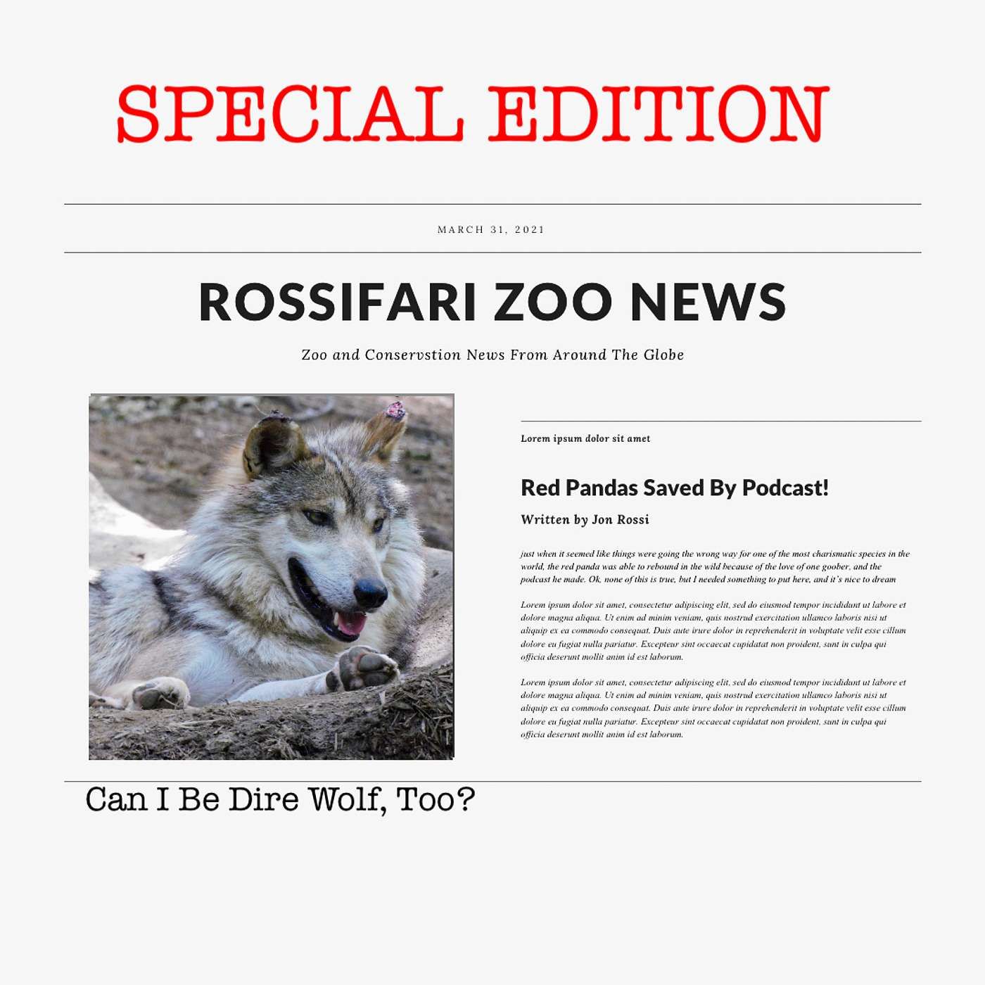 Rossifari Zoo News SPECIAL EDITION - A Dire Conversation episode artwork