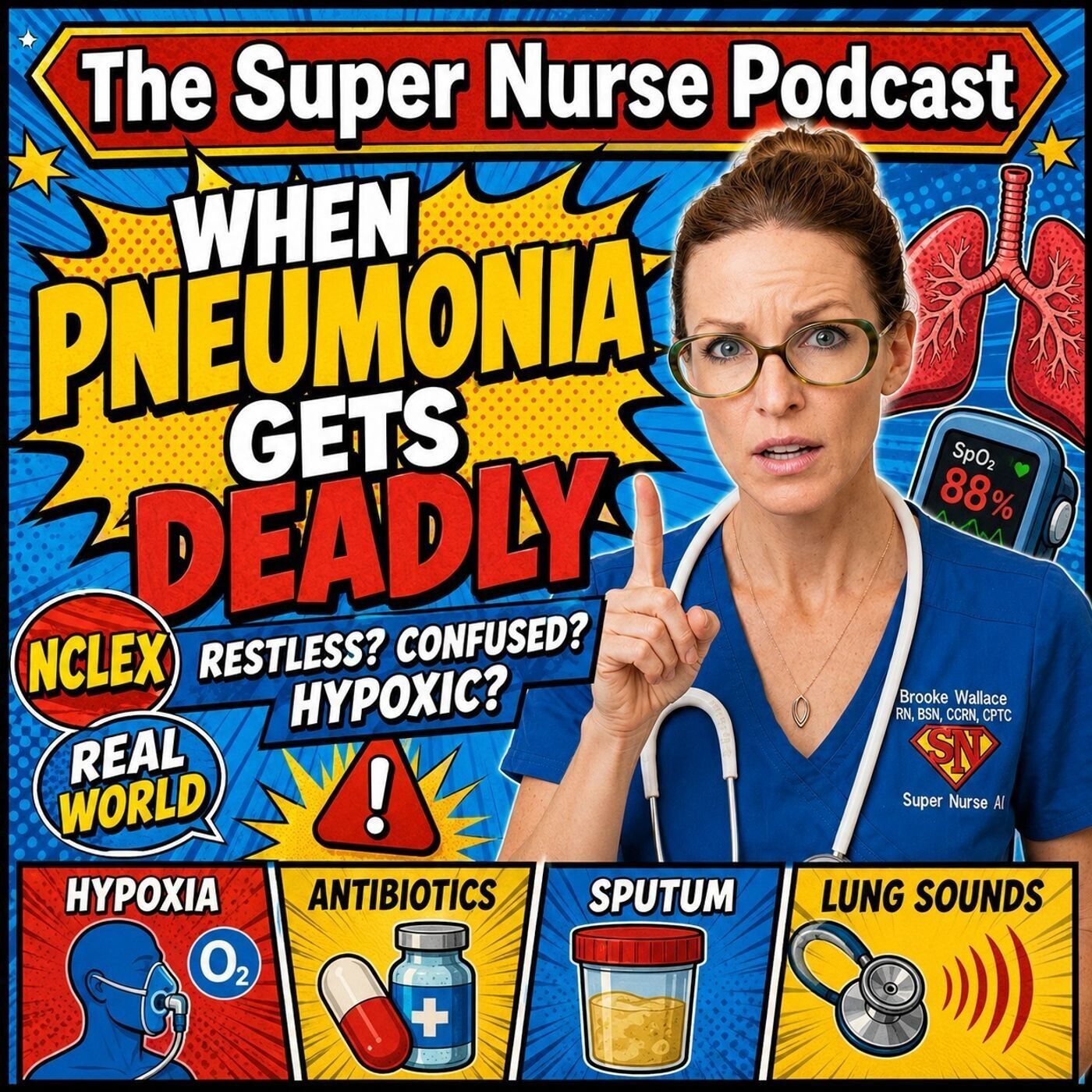 When Pneumonia Gets Deadly: Hypoxia, Antibiotics, Sputum Cultures, Lung Sounds & NCLEX episode artwork