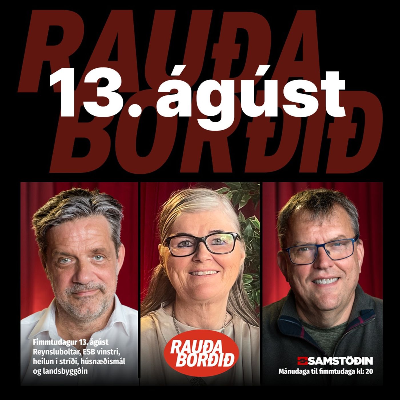 Rauða borðið 13. ágúst - Reynsluboltar, vinstri ESB, heilun í stríði, húsnæðismál og landsbyggðin episode artwork