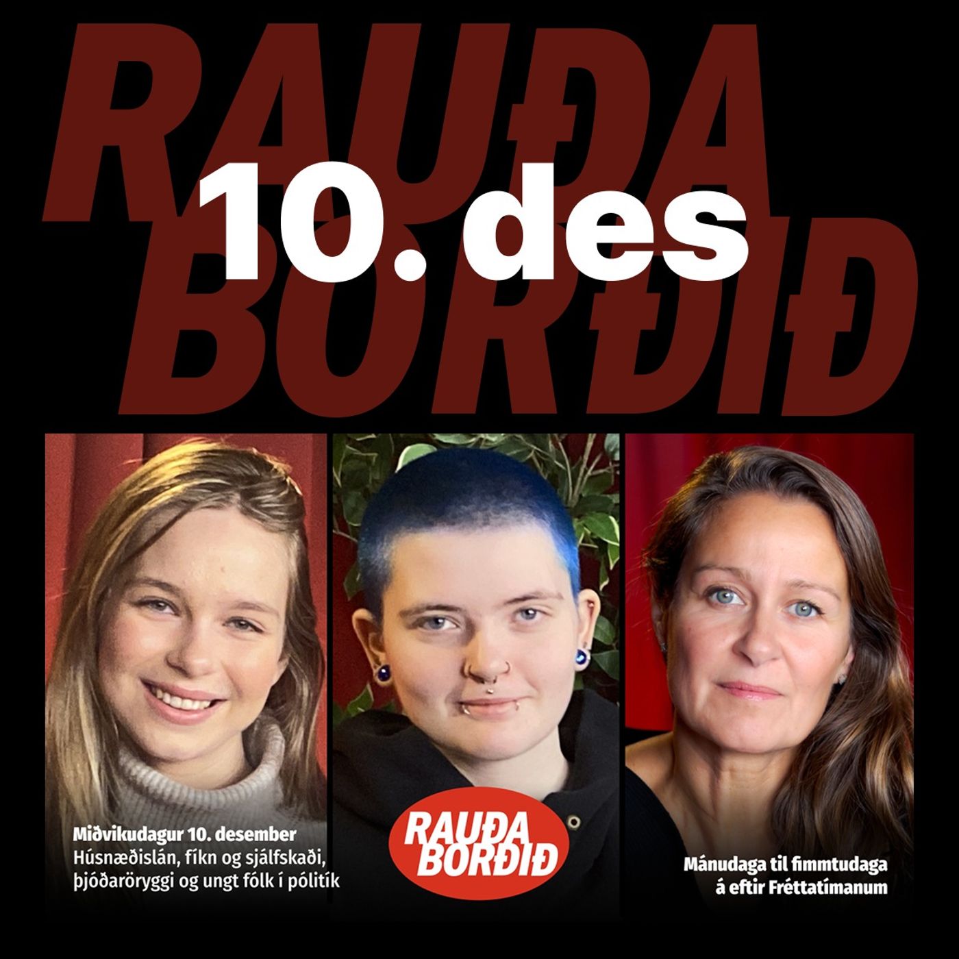 Miðvikudagur 10. desember - Húsnæðislán, fíkn og sjálfskaði, þjóðaröryggi og ungt fólk í pólitík