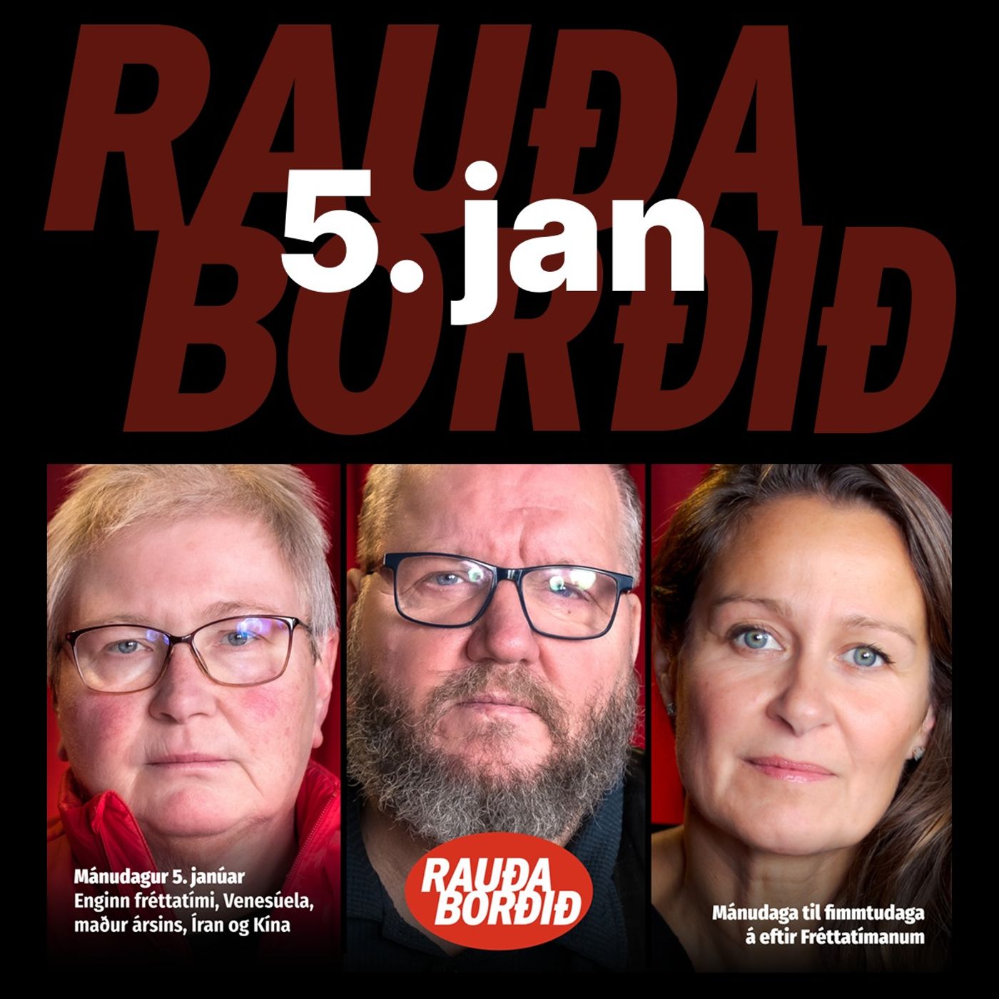 Rauða borðið 5. jan - Enginn fréttatími, Venesúela, maður ársins, Íran og Kína