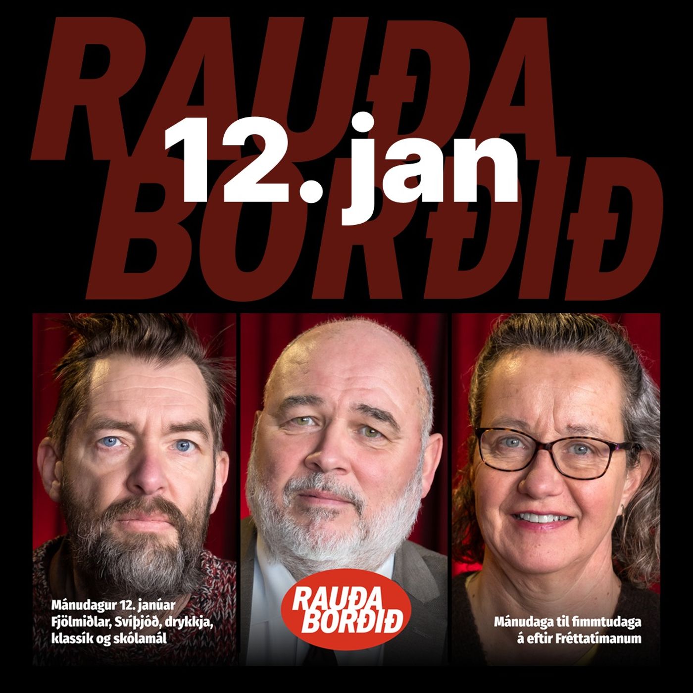 Mánudagur 12. janúar: Fjölmiðlar, Svíþjóð, drykkja, klassík og skólamál