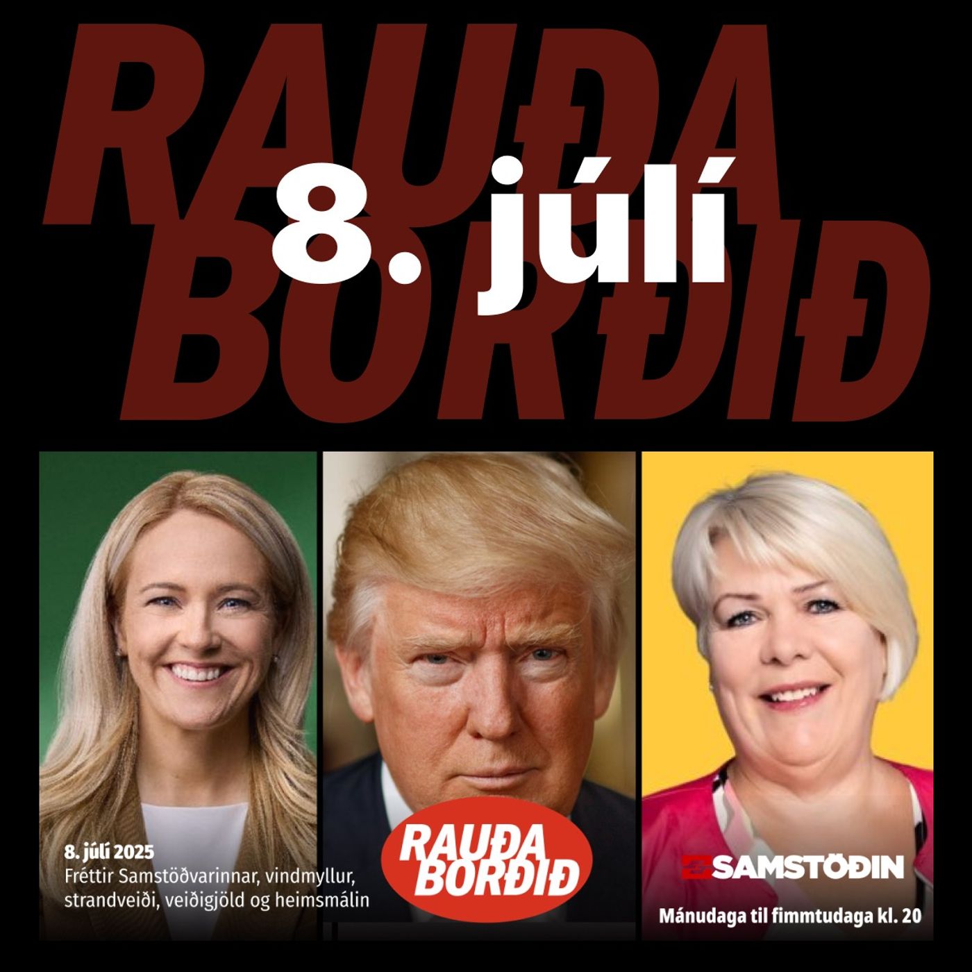 Þriðjudagur 8. júlí. Fréttir, vindmyllur, strandveiði, veiðigjöld og heimsmálin episode artwork